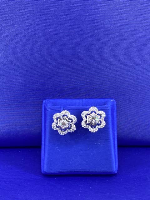 Celestial Glow: Handmade 18K White Gold Diamond Earrings