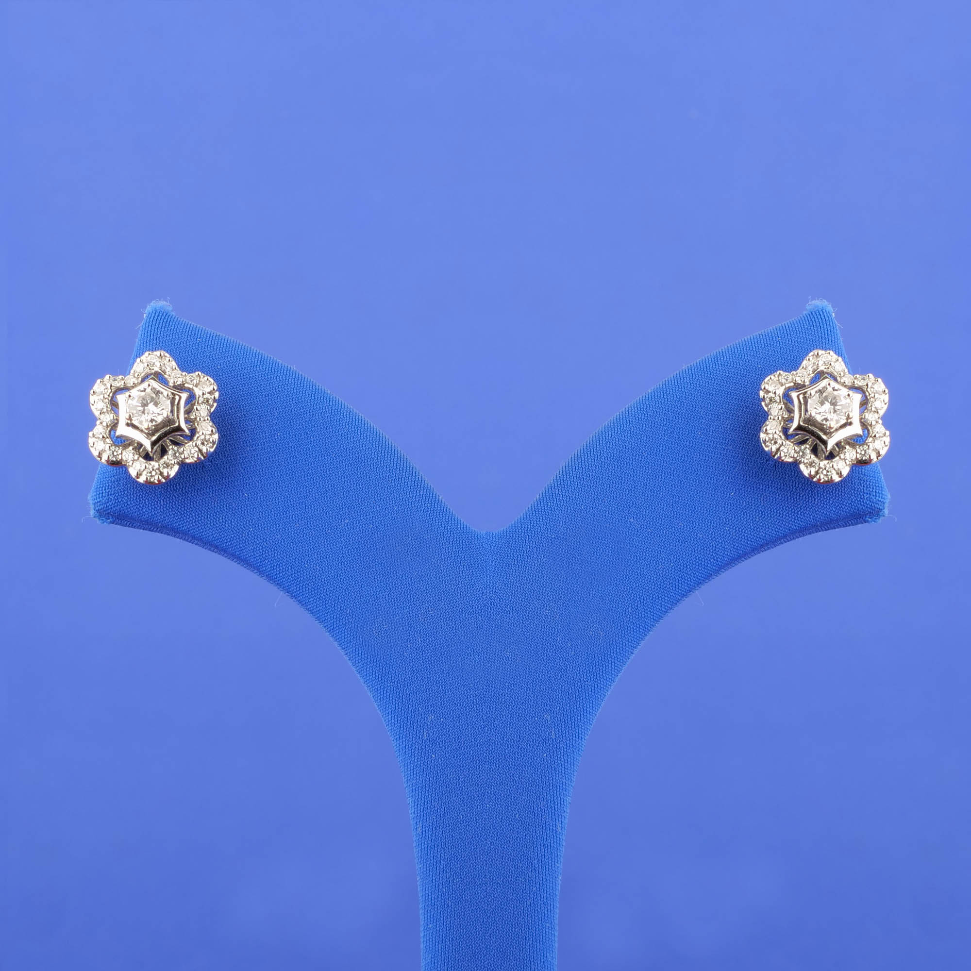 Celestial Glow: Handmade 18K White Gold Diamond Earrings