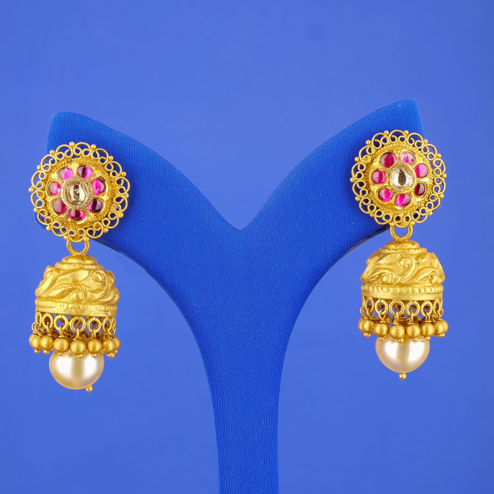 22K Gold 'Antique' Polki Diamond Earrings