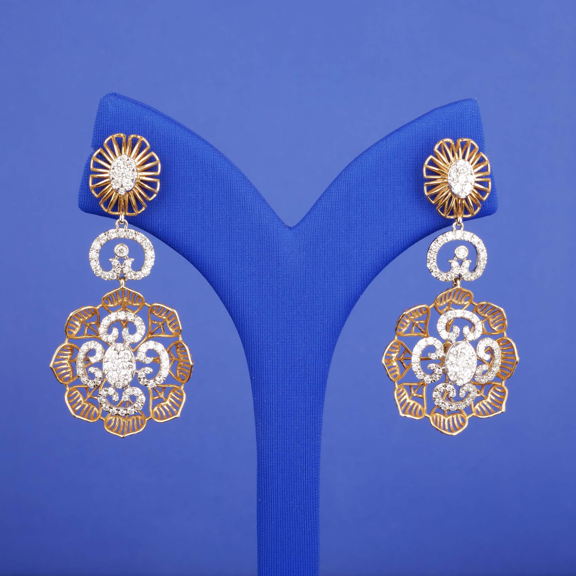 Handmade 18K Yellow Gold 'Fusion Antique' Diamond Earrings