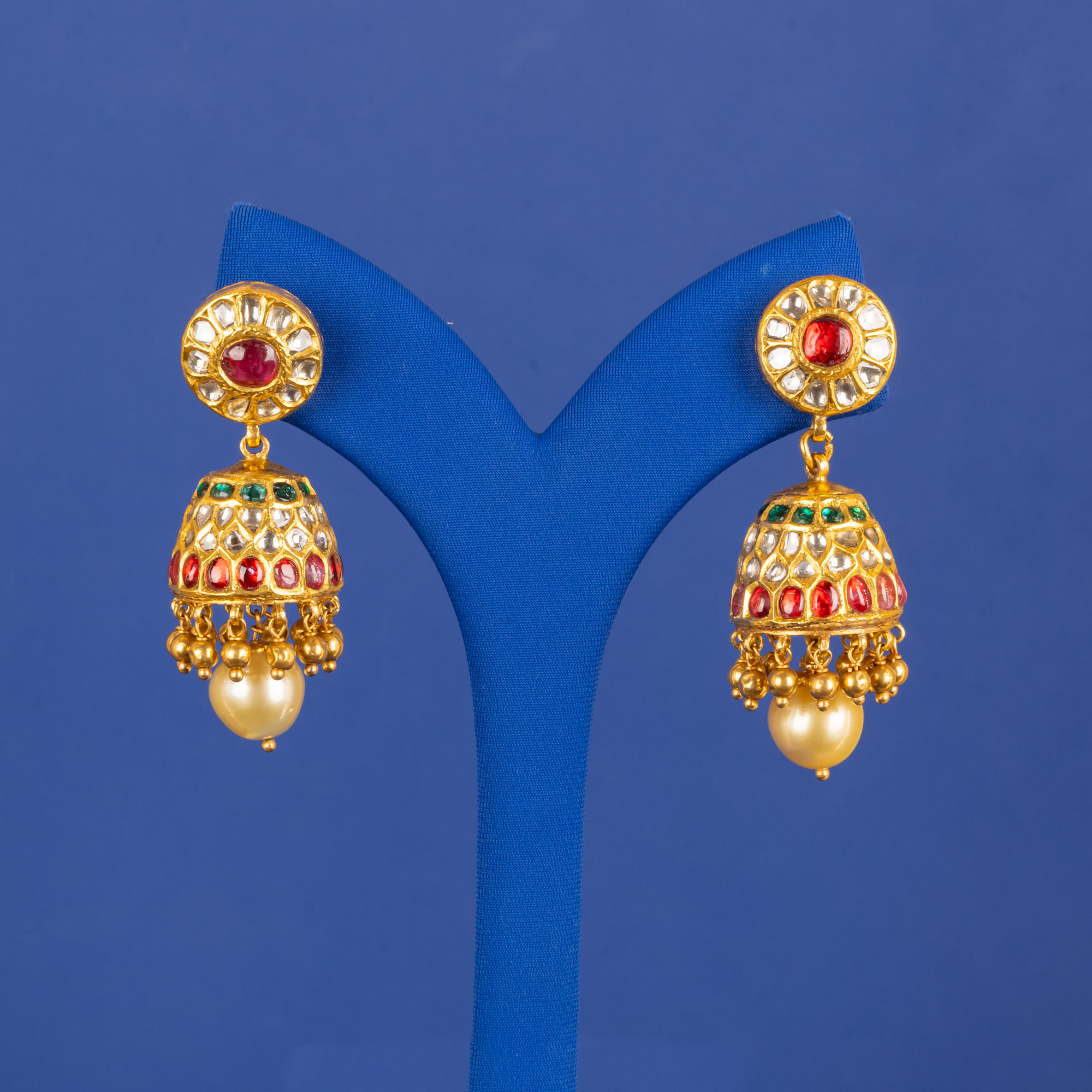 22K Gold "Antique'Polki Earrings