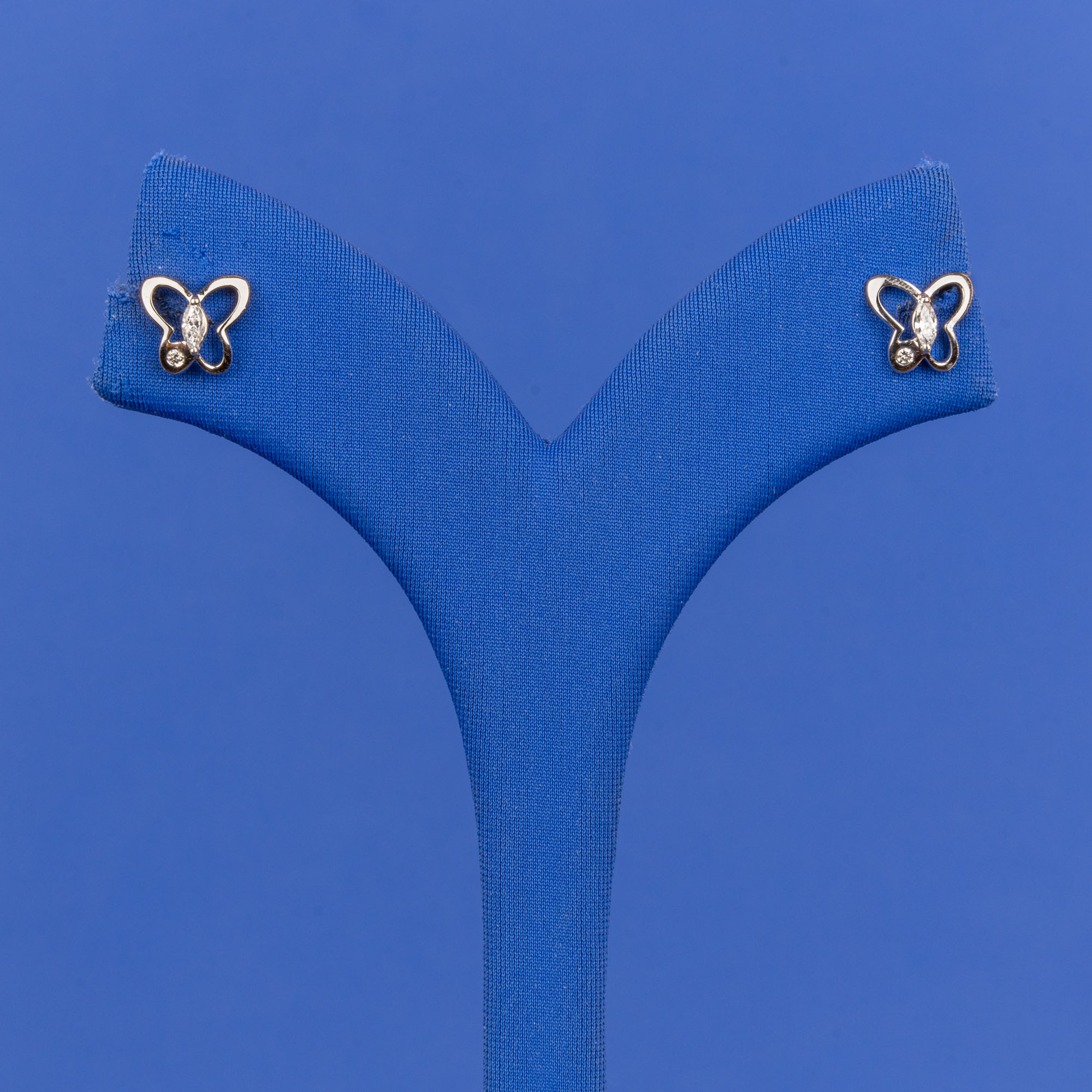 Whimsical Flight: Handmade 18K White Gold Diamond Butterfly Earrings
