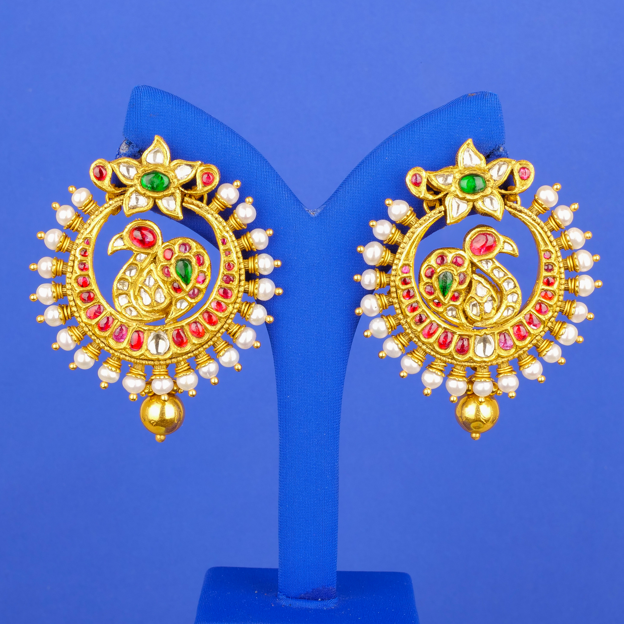 Handmade 22K Gold 'Antique' Polki Diamond Earrings