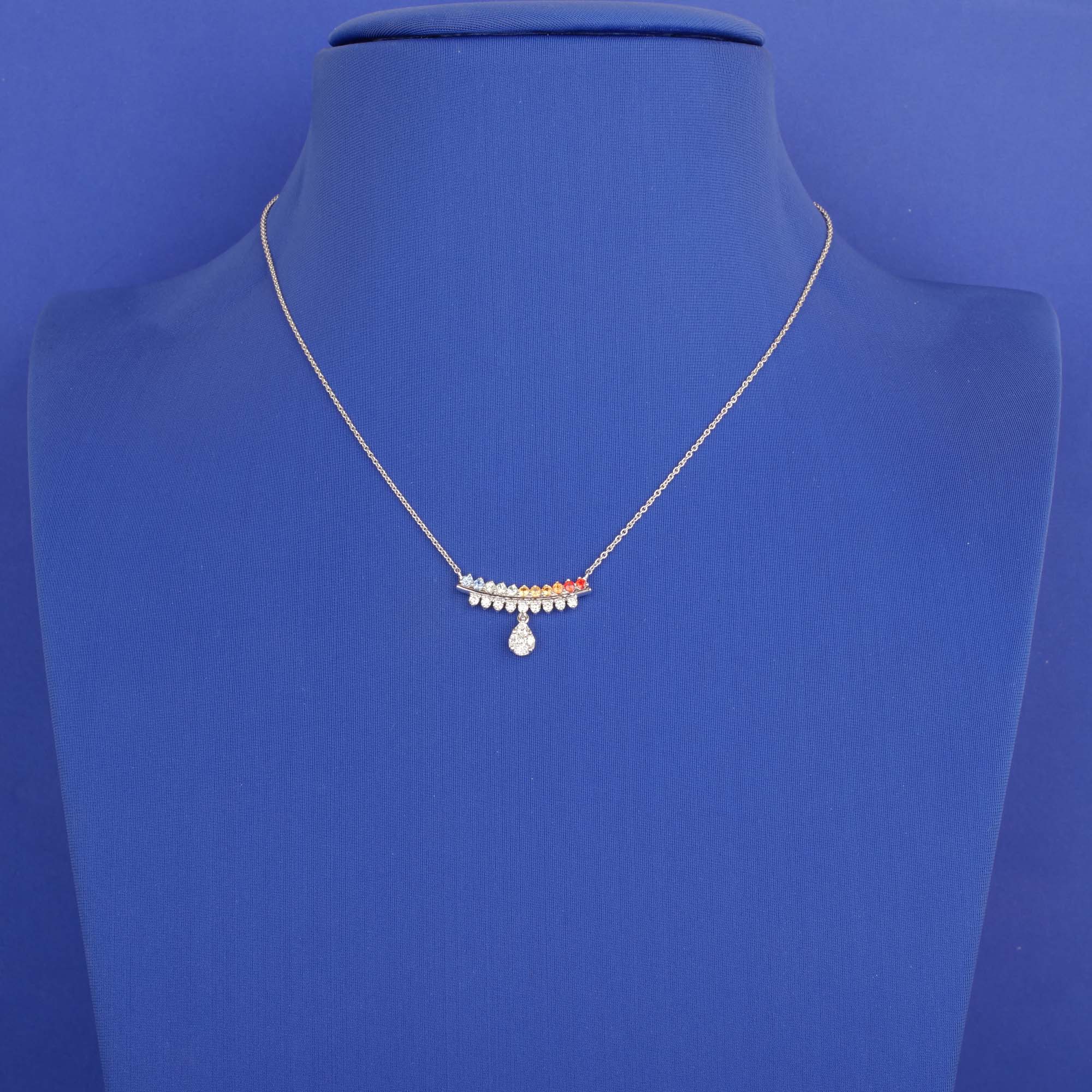 18K White Gold Diamond and Sapphire Necklace