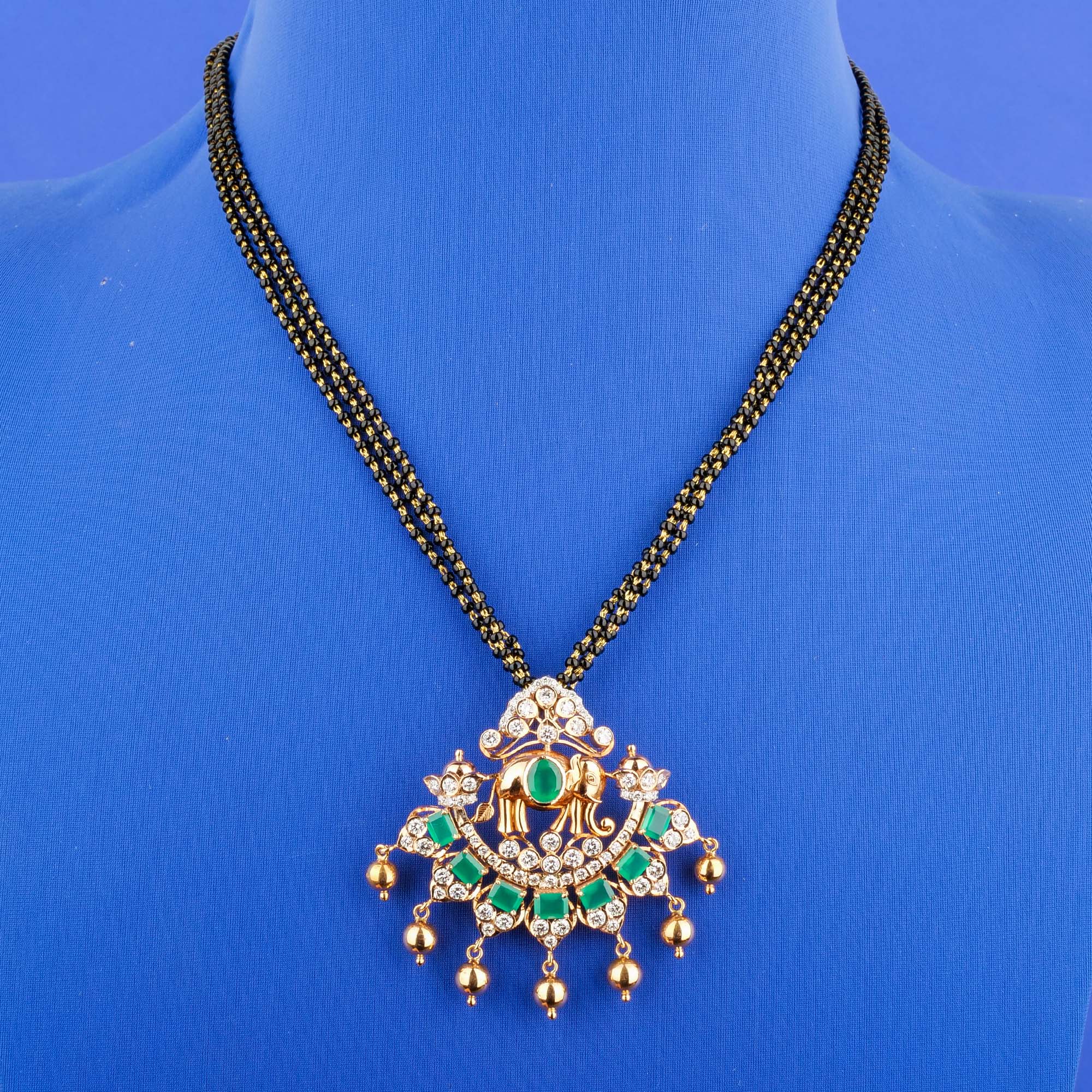 18K Diamond Mangalsutra Necklace w/ Stones