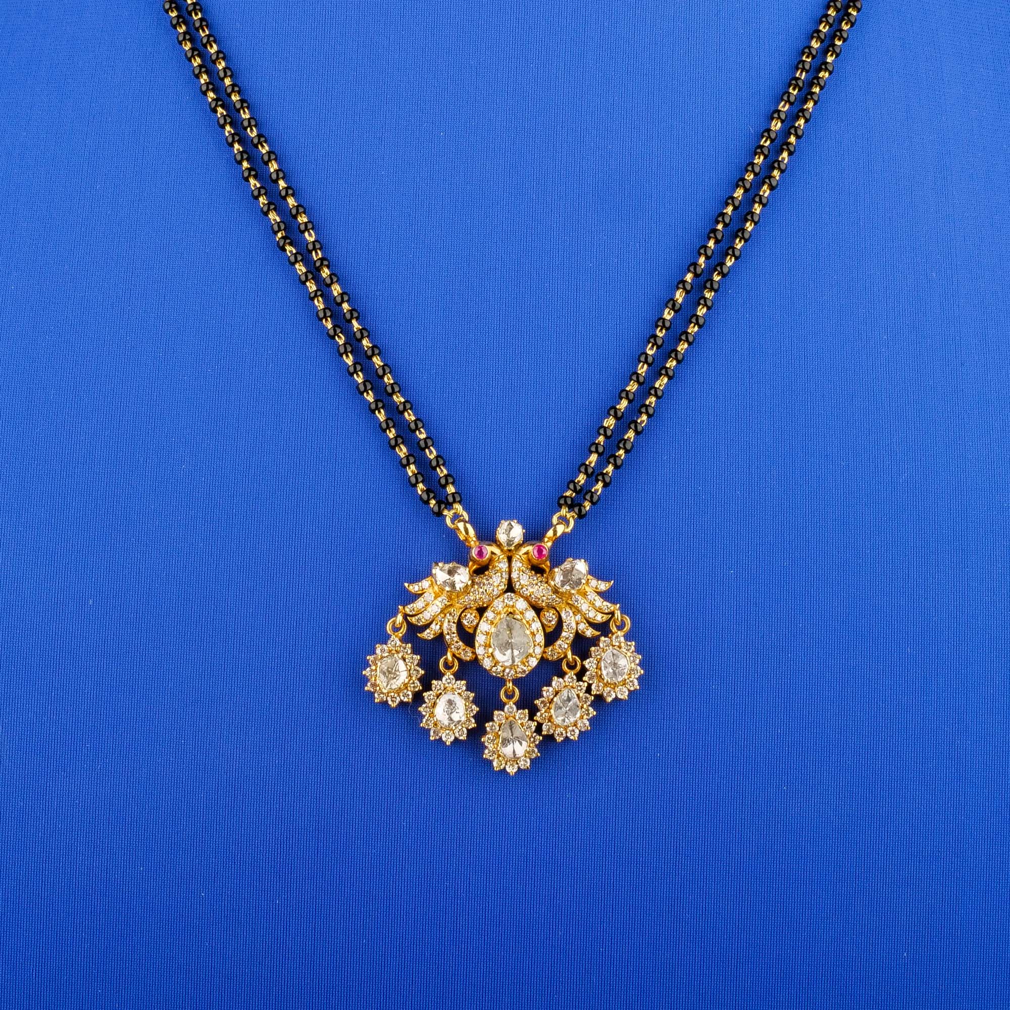 18K Yellow Gold Diamond/Polki Diamond Mangalsutra Necklace