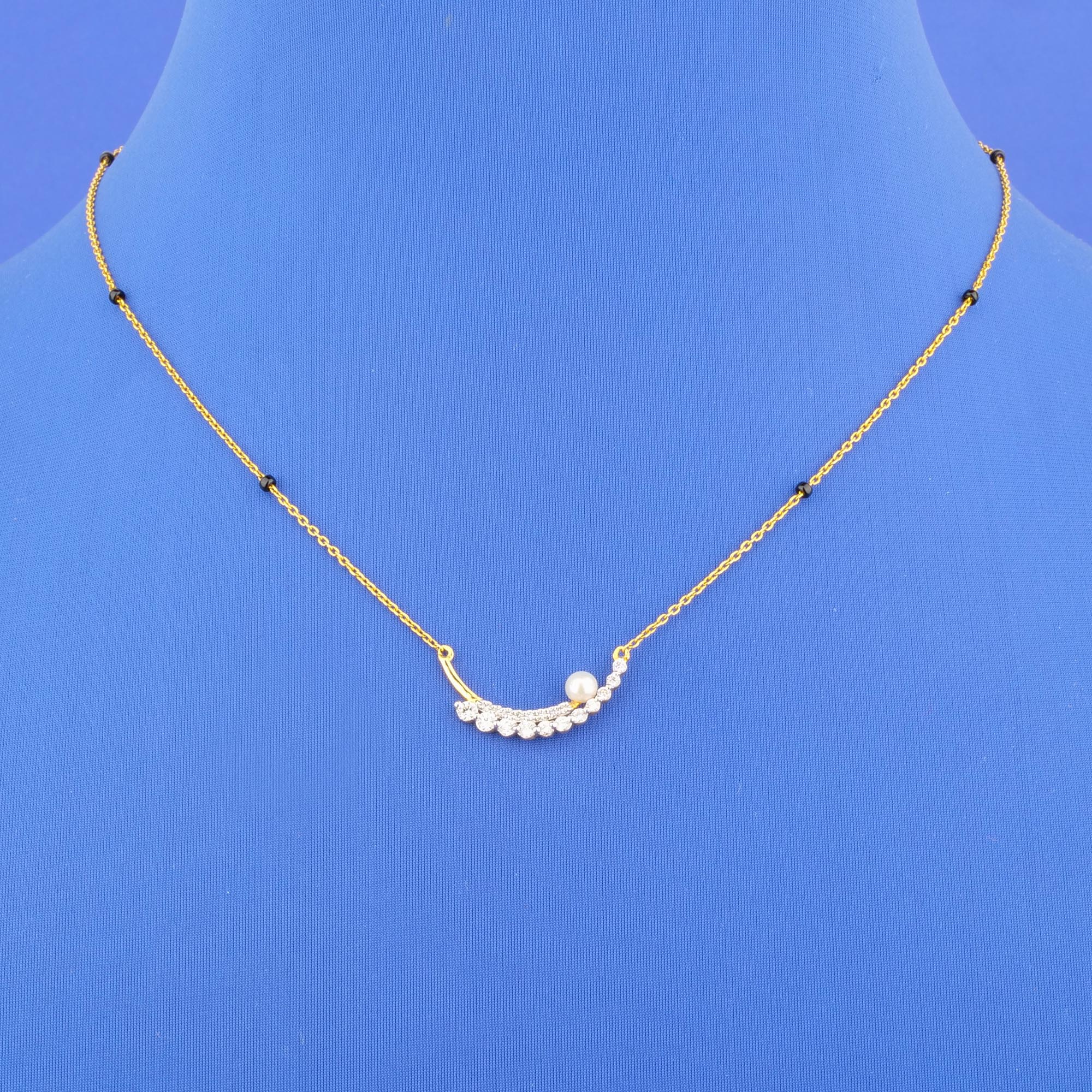 18K Yellow Gold Diamond Pearl 'Mangalsutra' Necklace