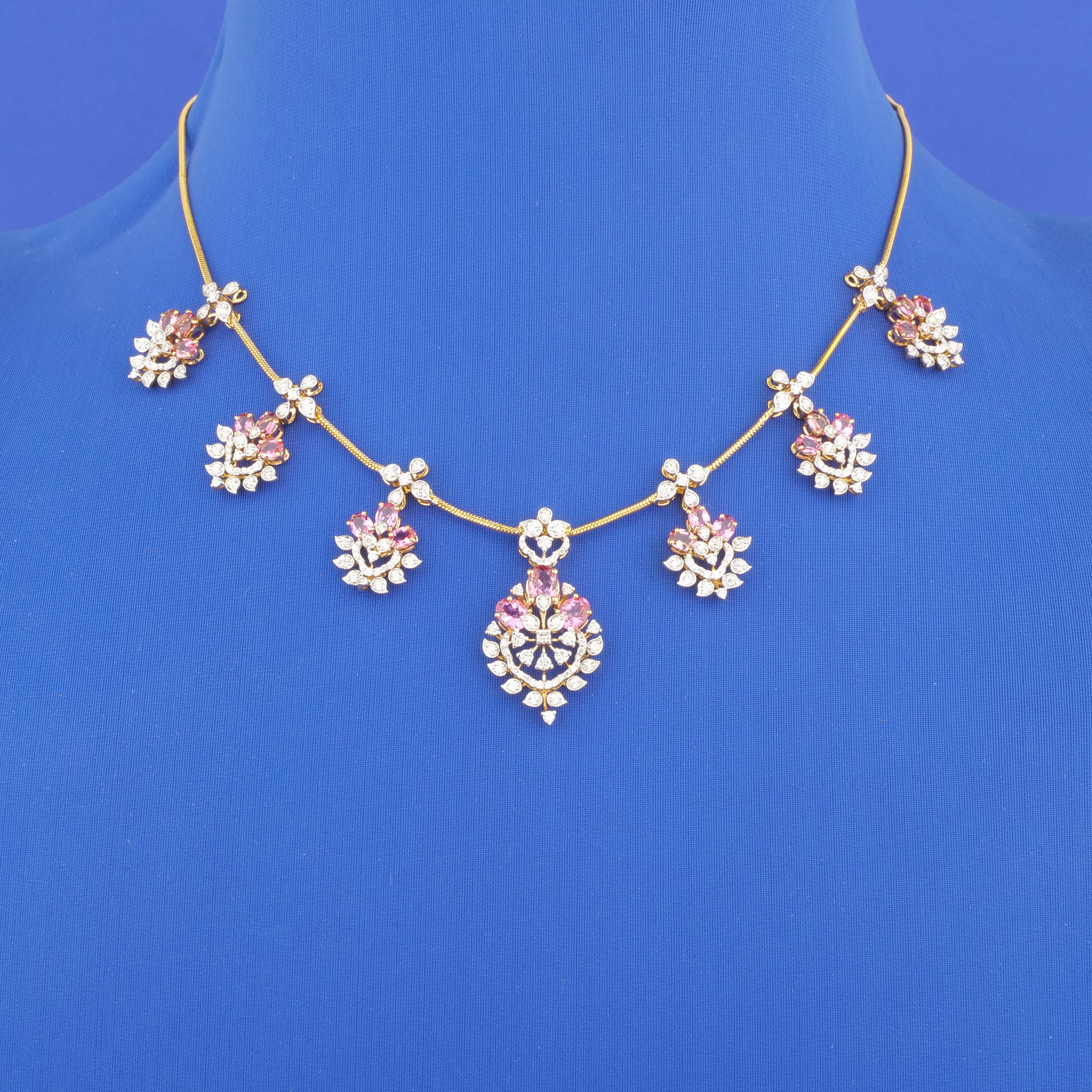 18K Yellow Gold Diamond Tourmaline Necklace