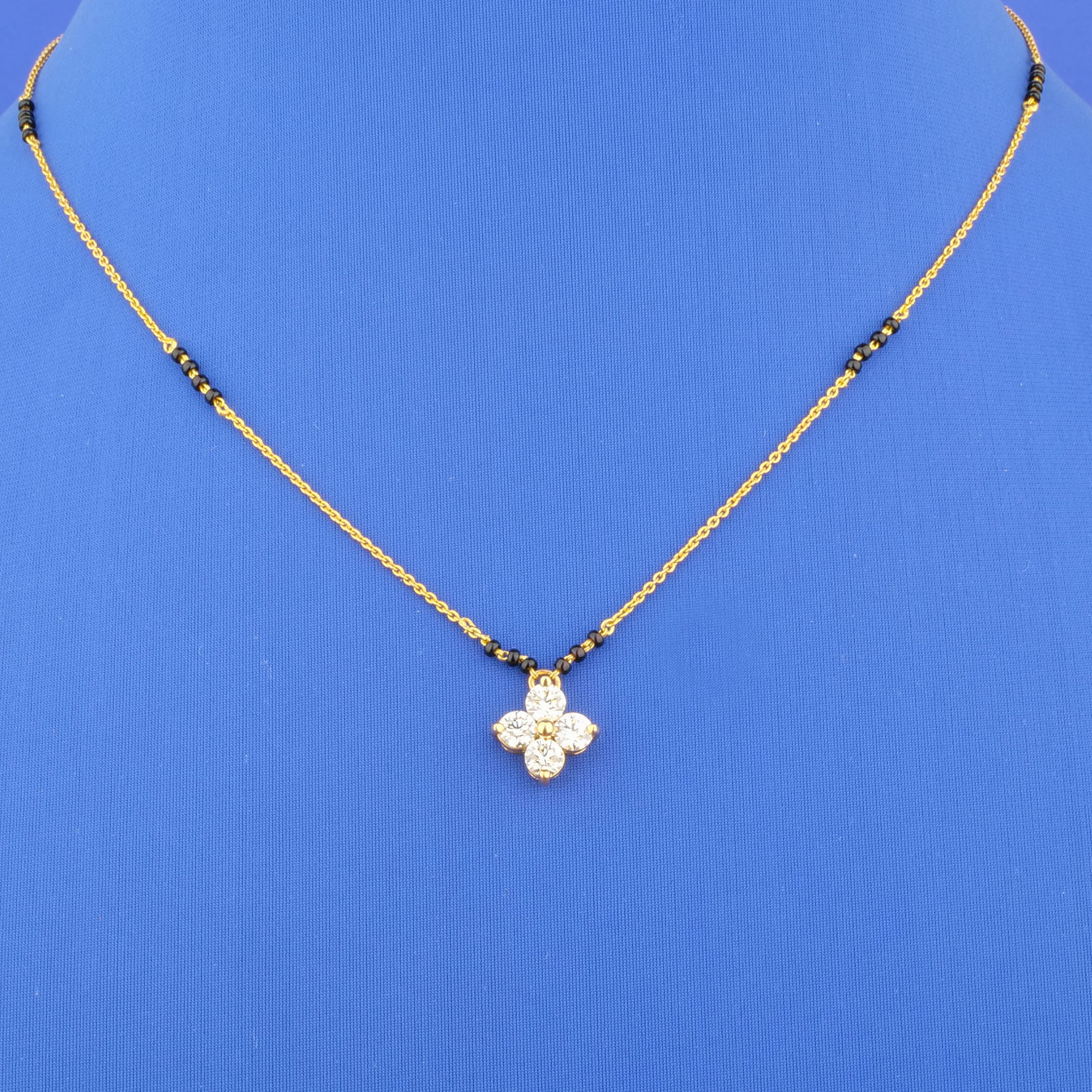 18K Yellow Gold Diamond 'Clover' Mangalsutra Necklace (Cat. #27C)