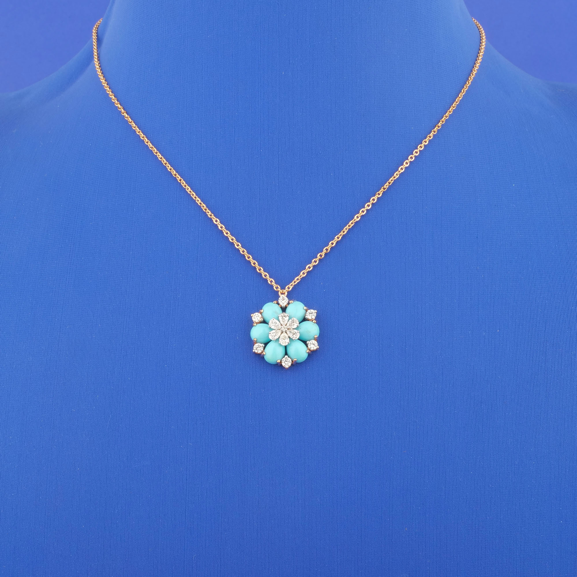 18K Rose Gold Diamond 'Turquoise' Necklace