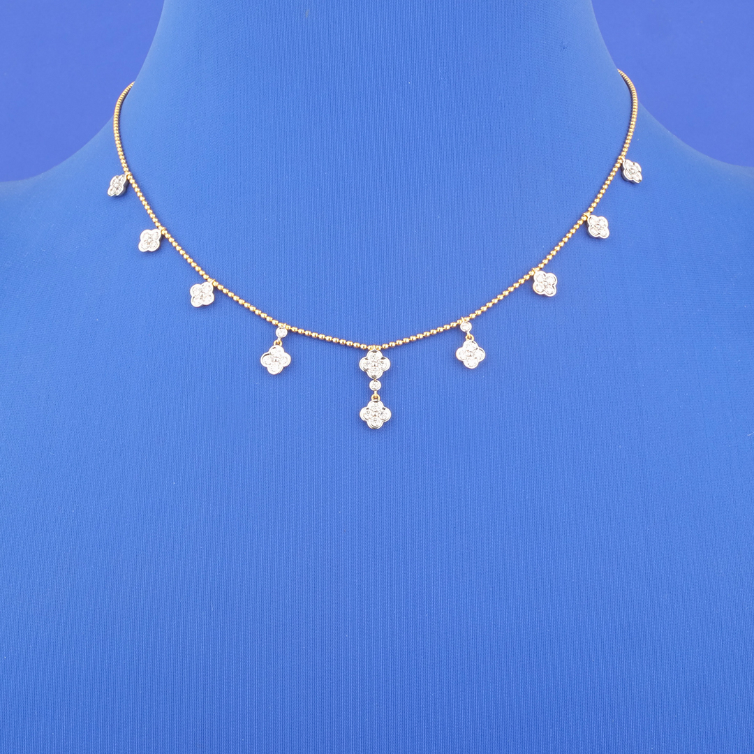 18K Yellow Gold Diamond 'Clover' Necklace