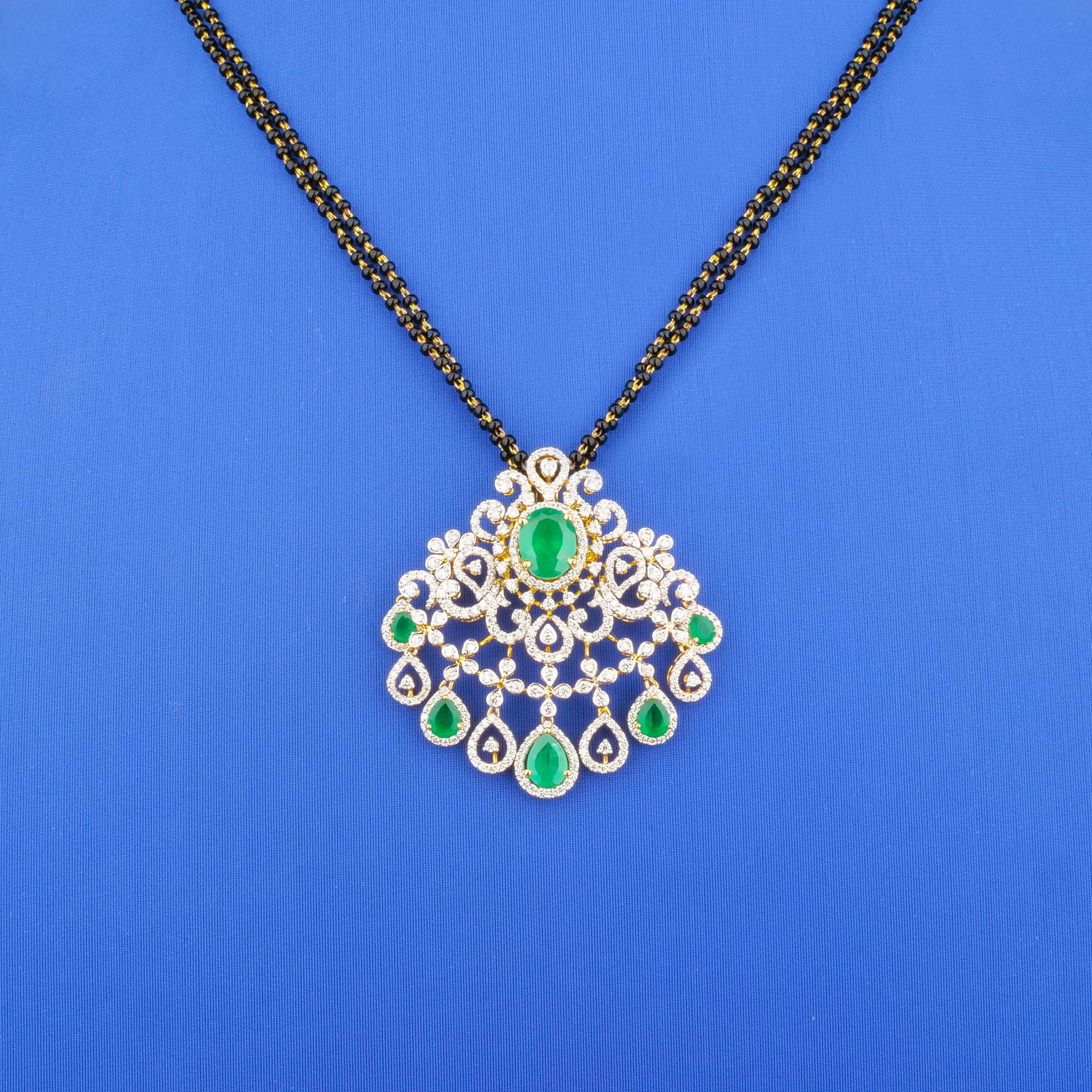 18K Yellow Gold Diamond Mangalsutra Necklace (Intchg.)