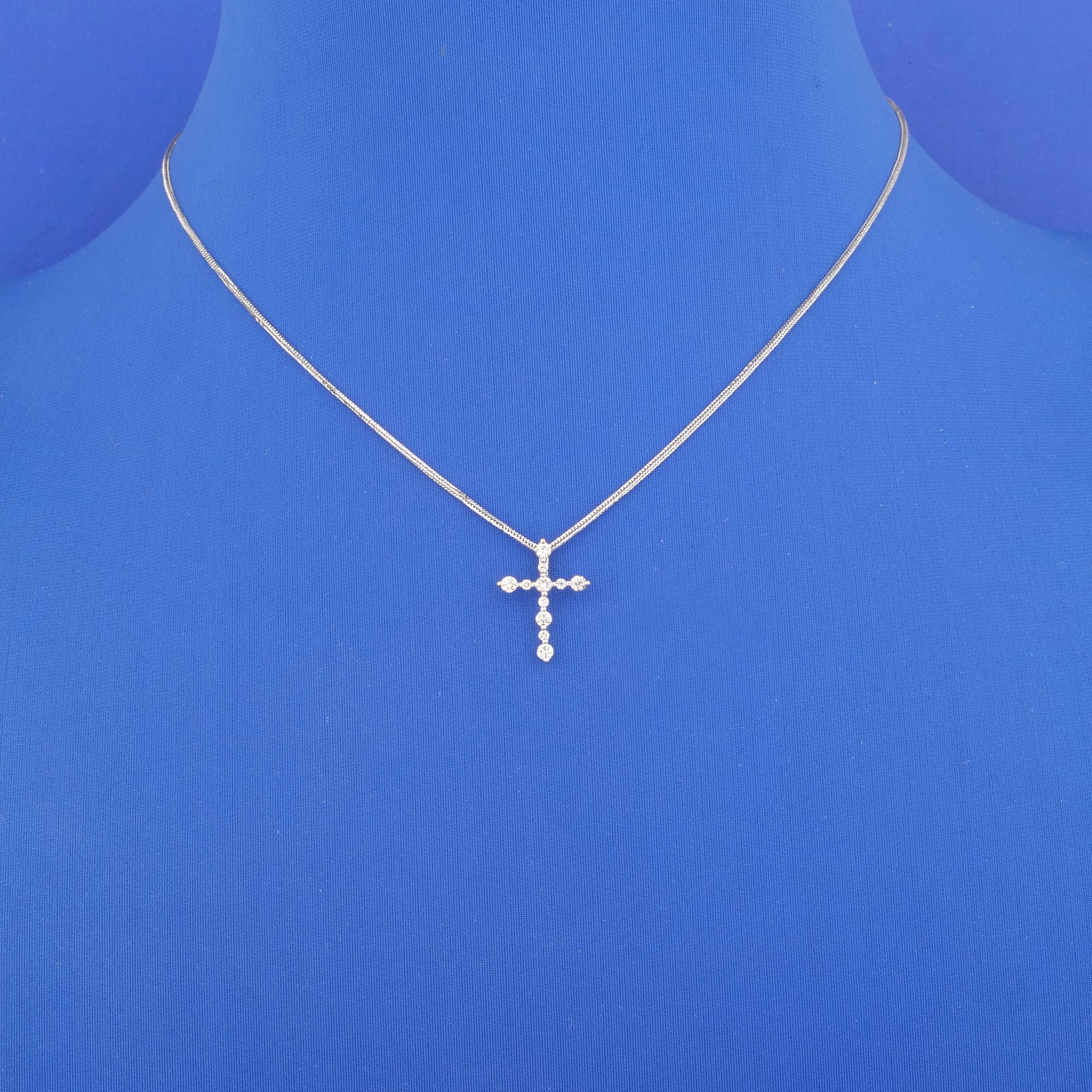 18K White Gold Diamond 'Cross' Necklace