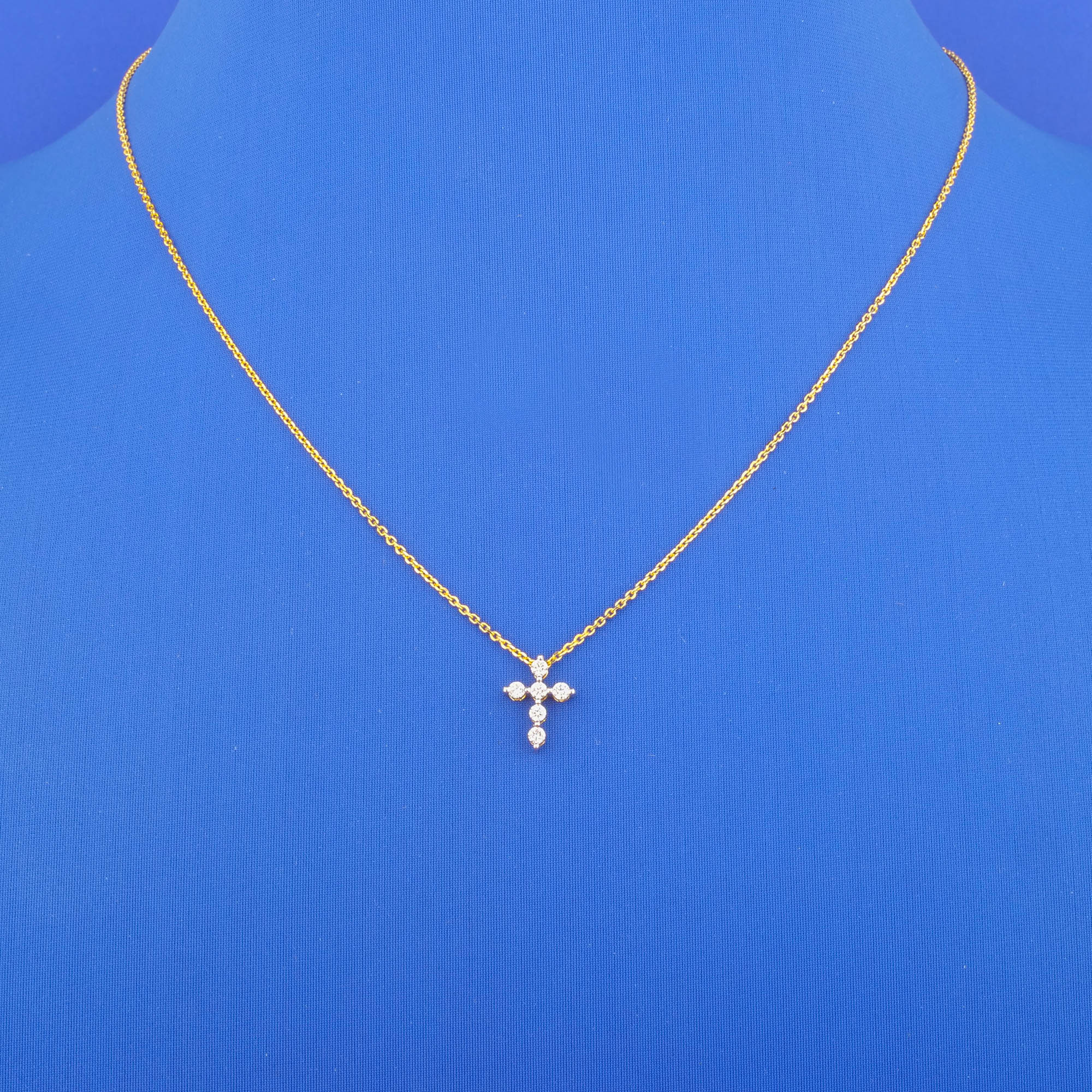 18K Yellow Gold Diamond 'Cross' Necklace