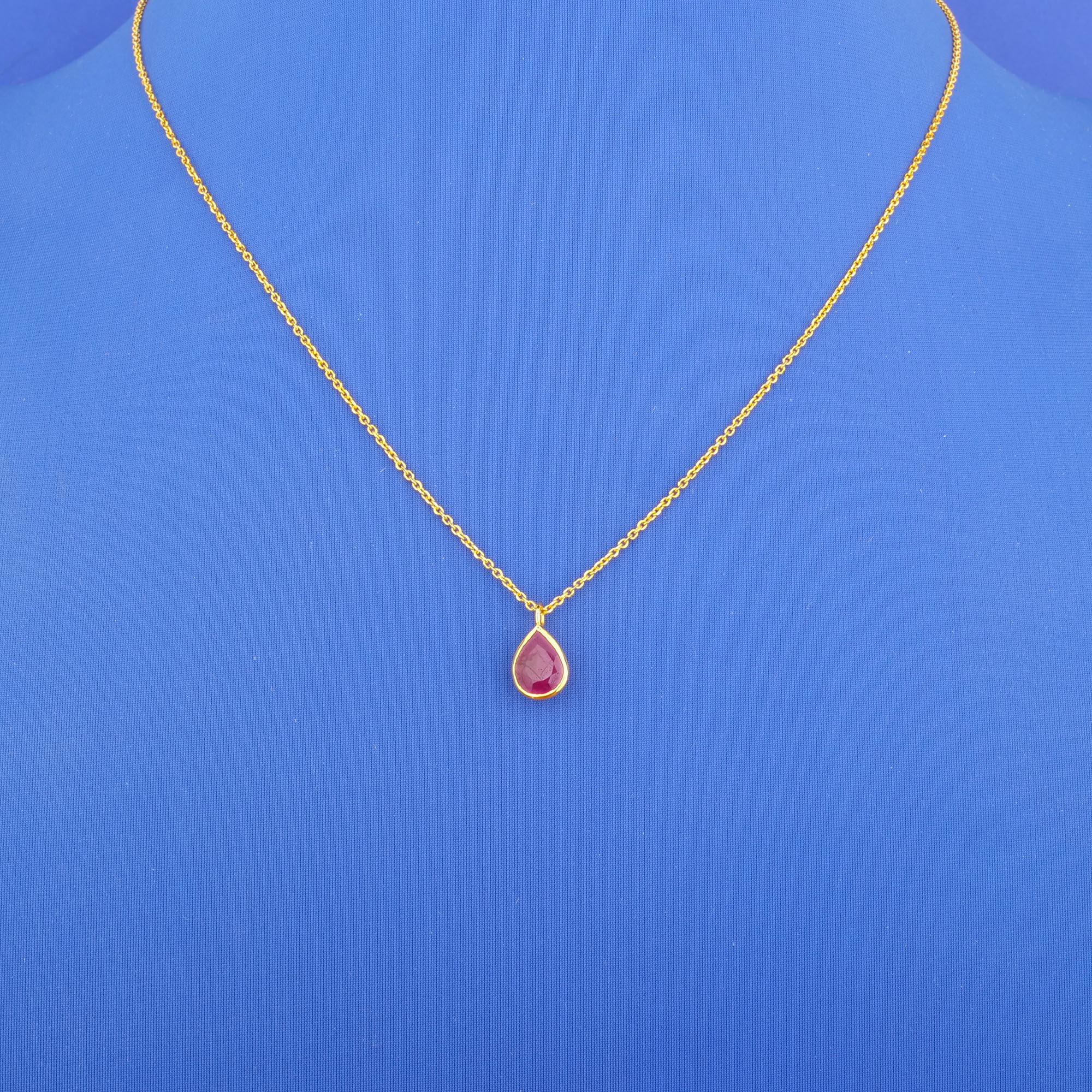18K Yellow Gold Ruby Necklace