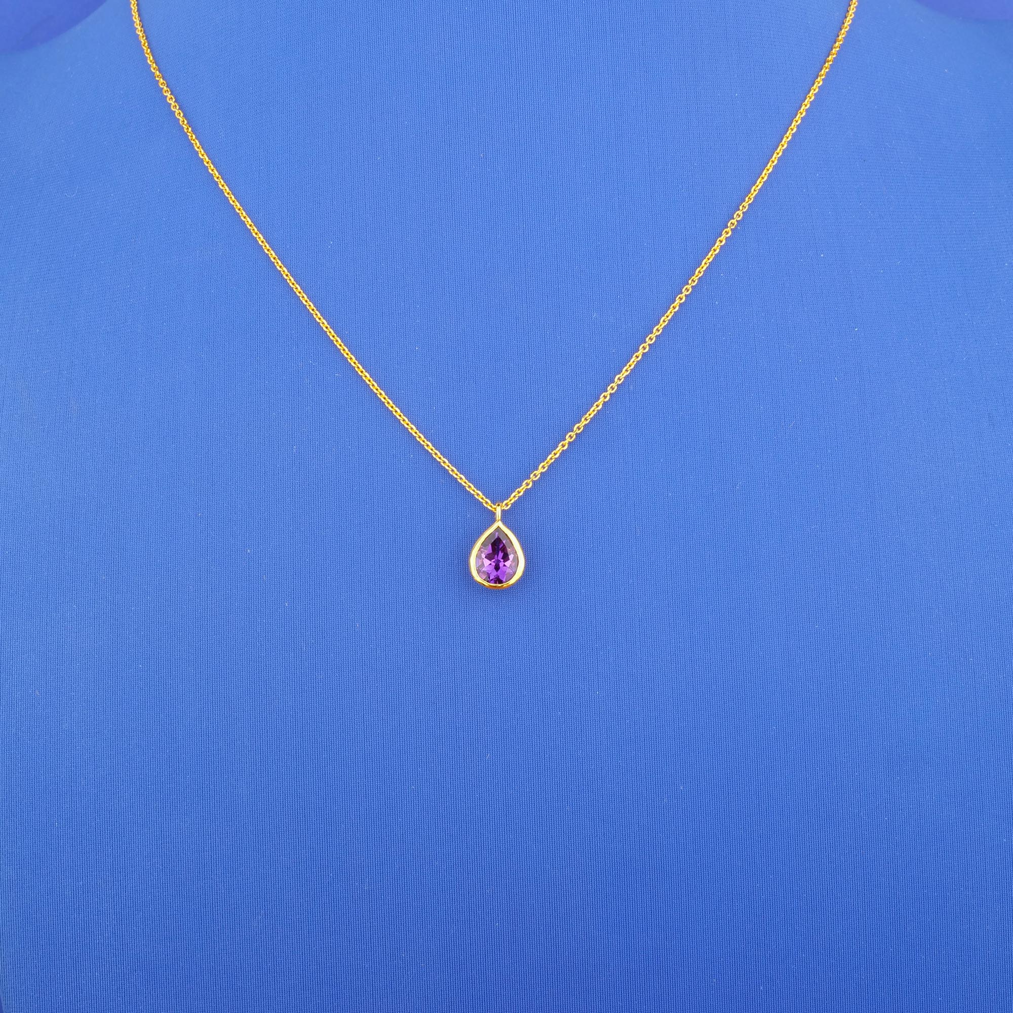 18K Yellow Gold Amethyst Necklace