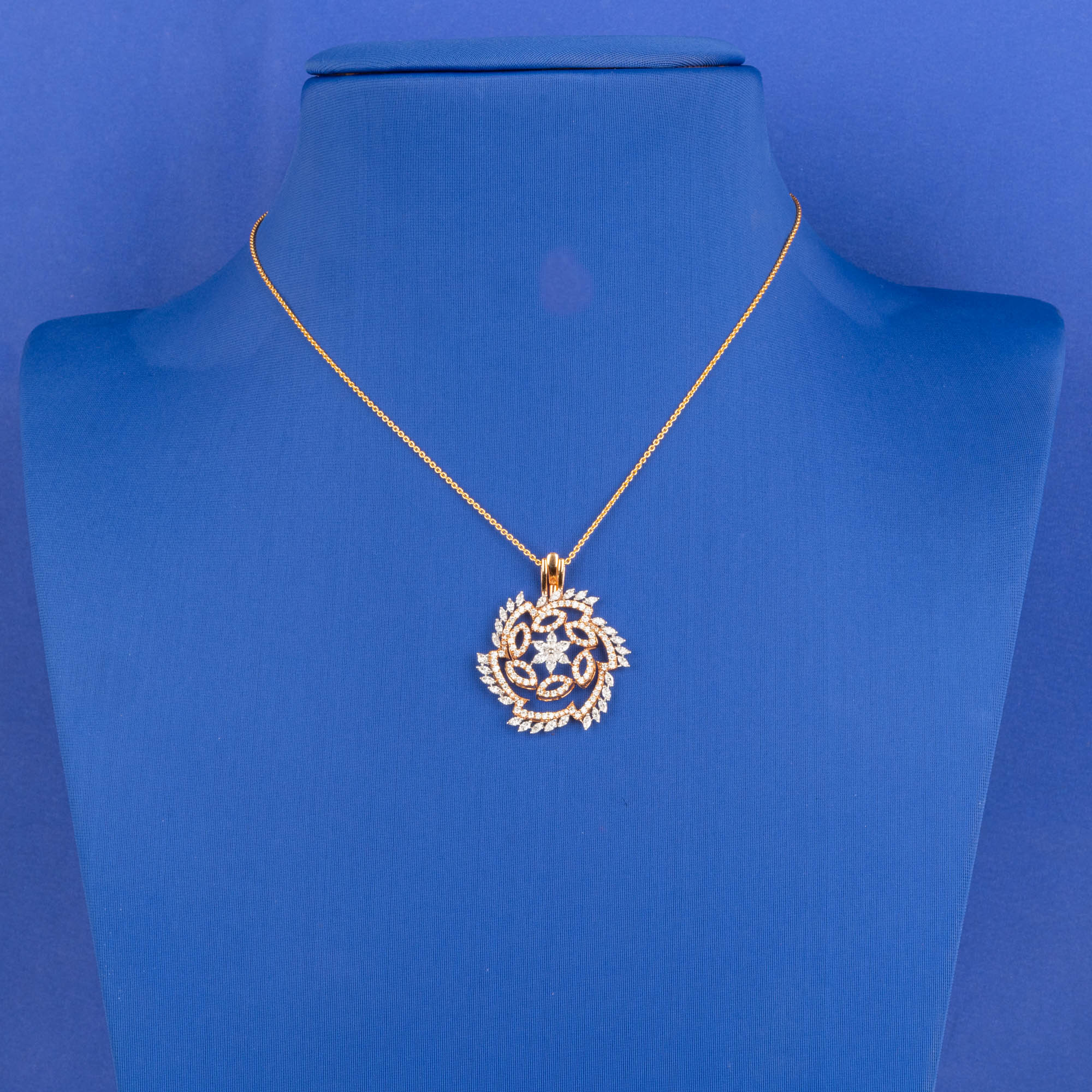 Handmade 18K Rose and White Gold Diamond Pendant (chain not included)