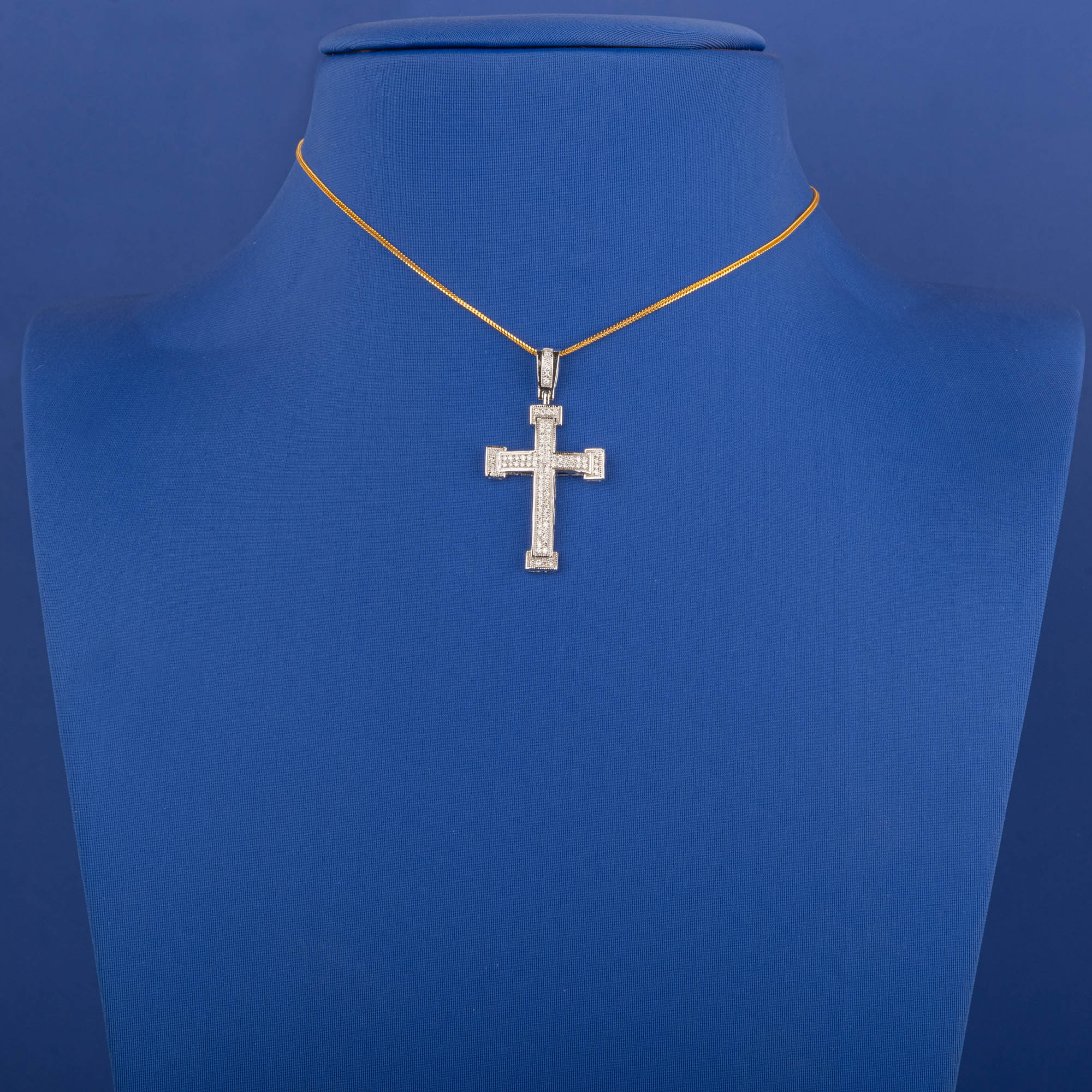 Sacred Solace: 18K White Gold Diamond Cross Pendant (chain not included)