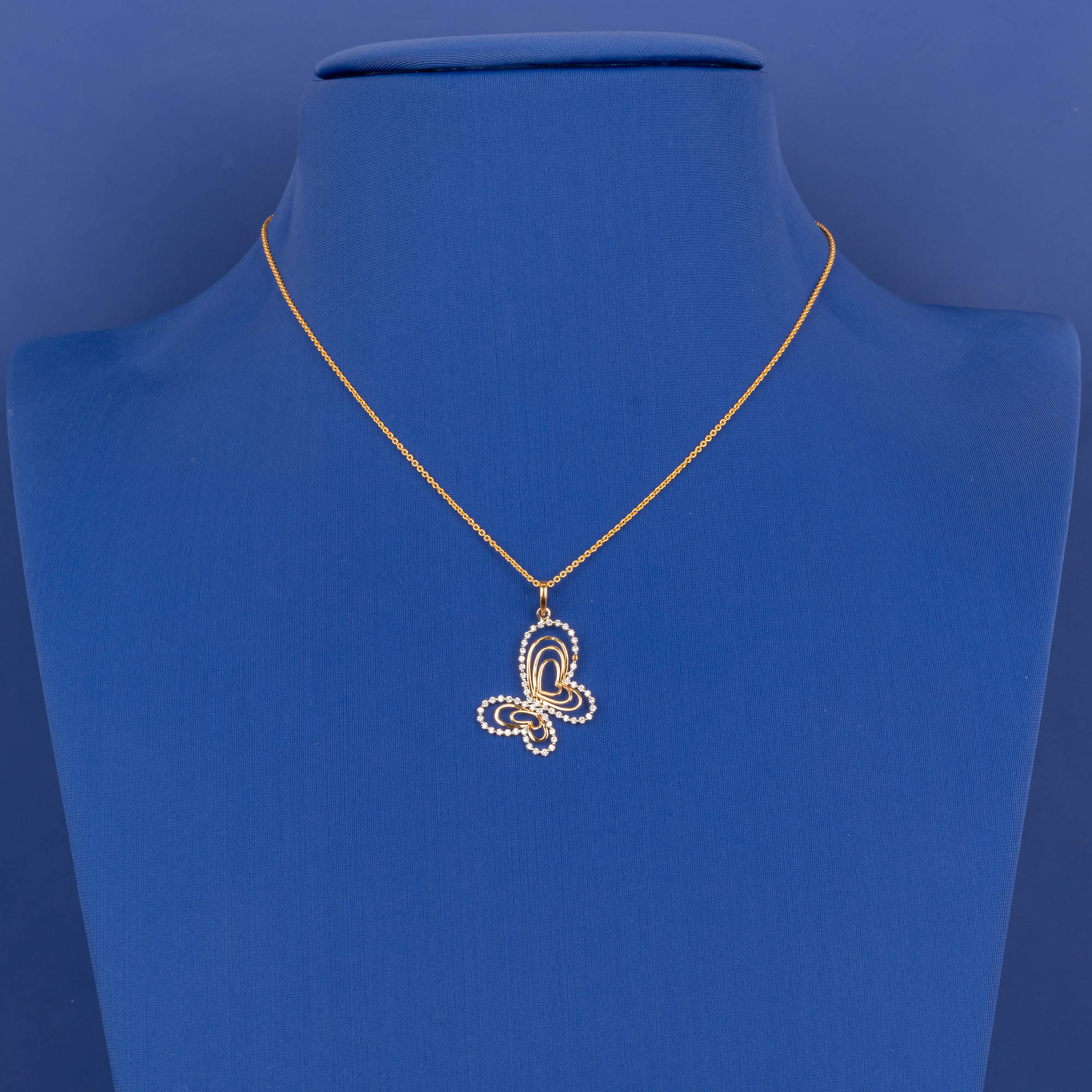 Whimsical Flutter: Playful 18K Yellow Gold Diamond 'Butterfly' Pendant (chain not included)