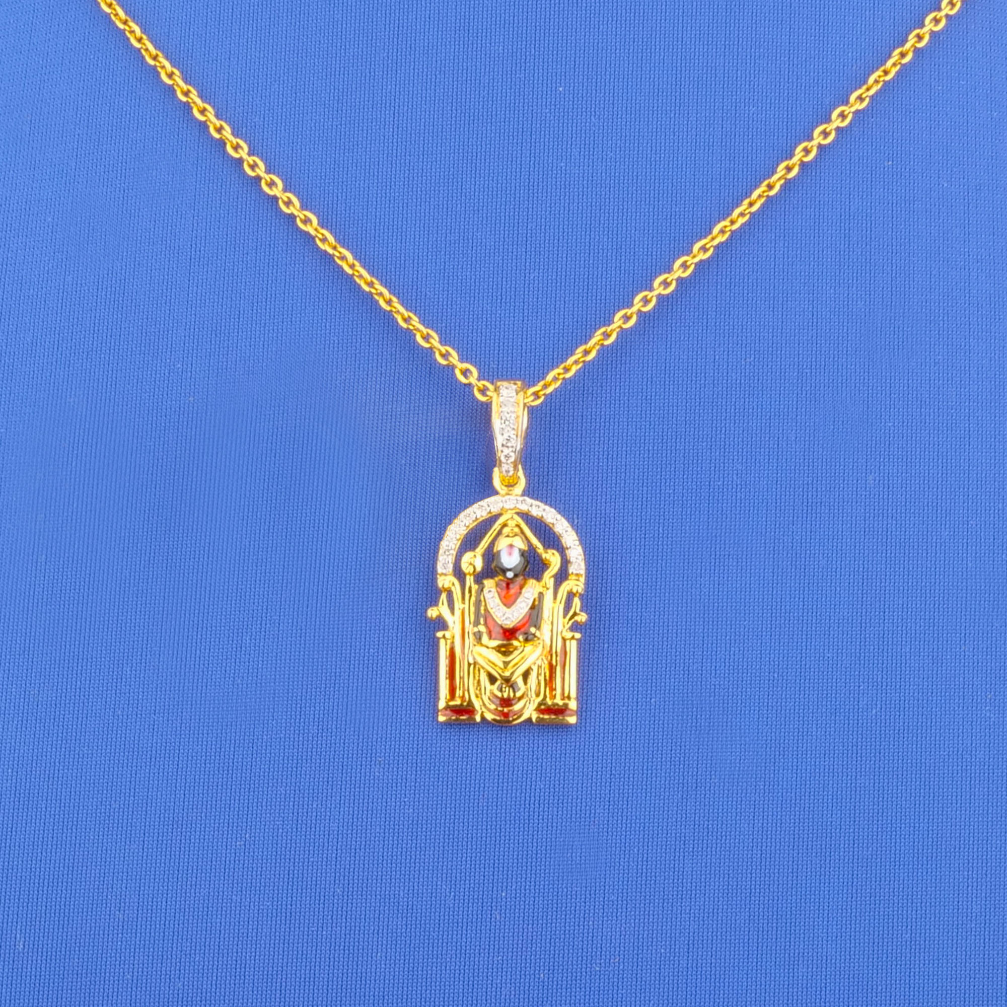18K Yellow Gold Diamond Minakari Pendant (chain not included)