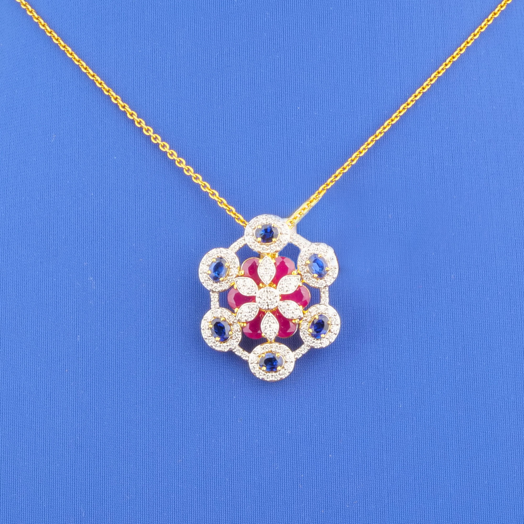 18K Yellow Gold Diamond Pendant w/ Stones (chain not included)