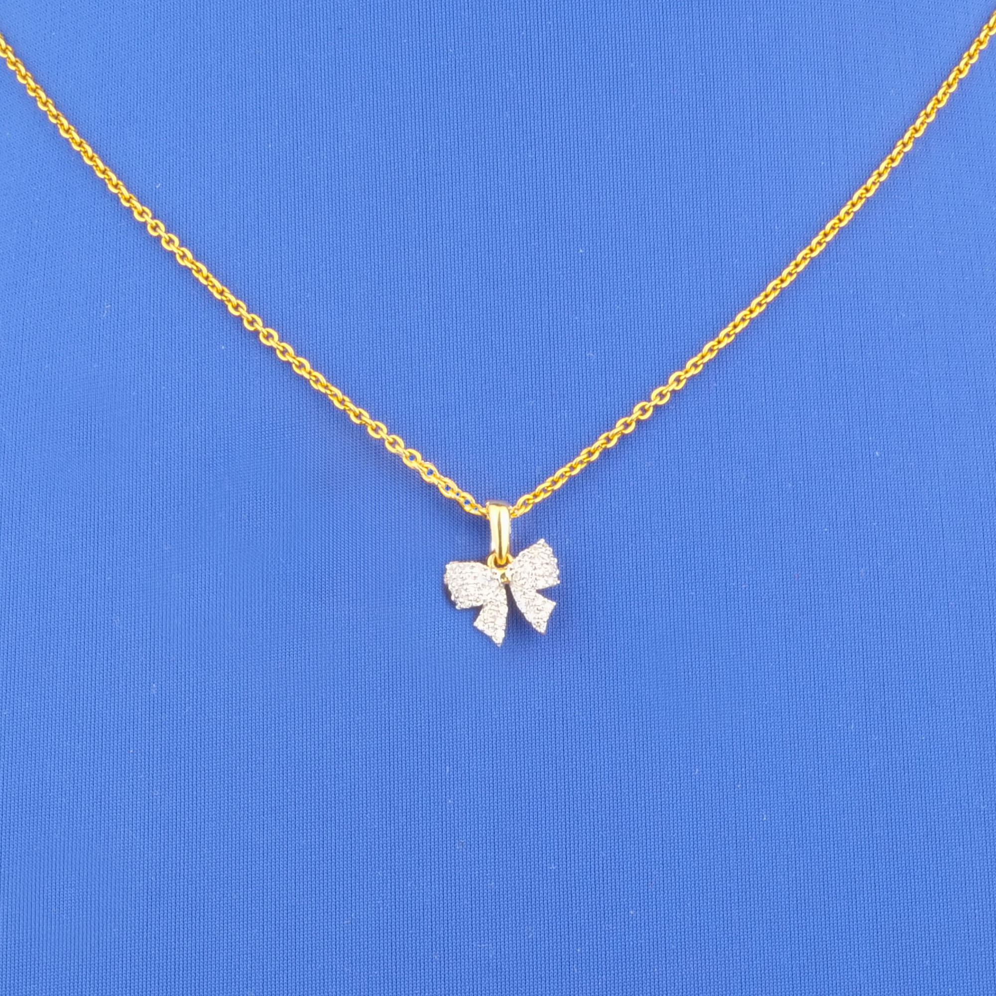 18K Yellow Gold Diamond 'Bow' Pendant (chain not included)