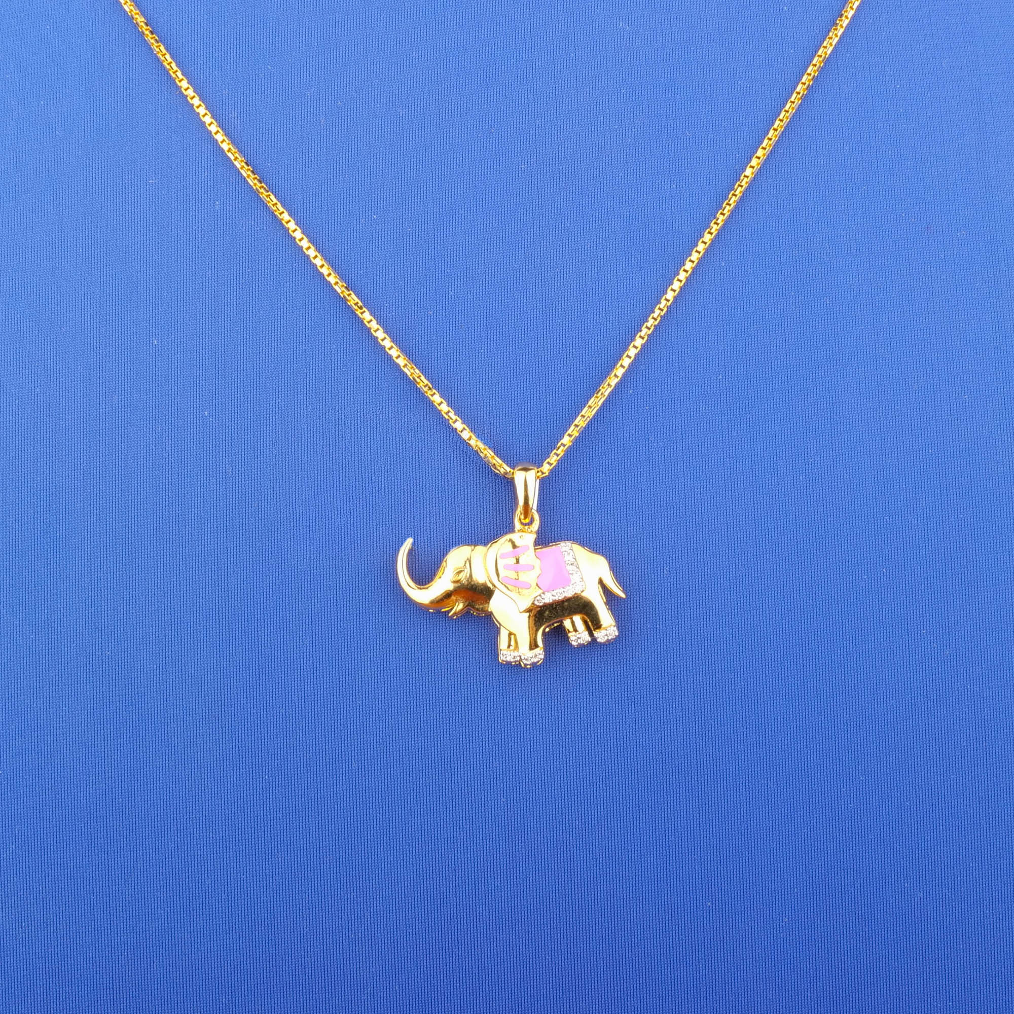 18K Yellow Gold Diamond Minakari 'Elephant' Pendant