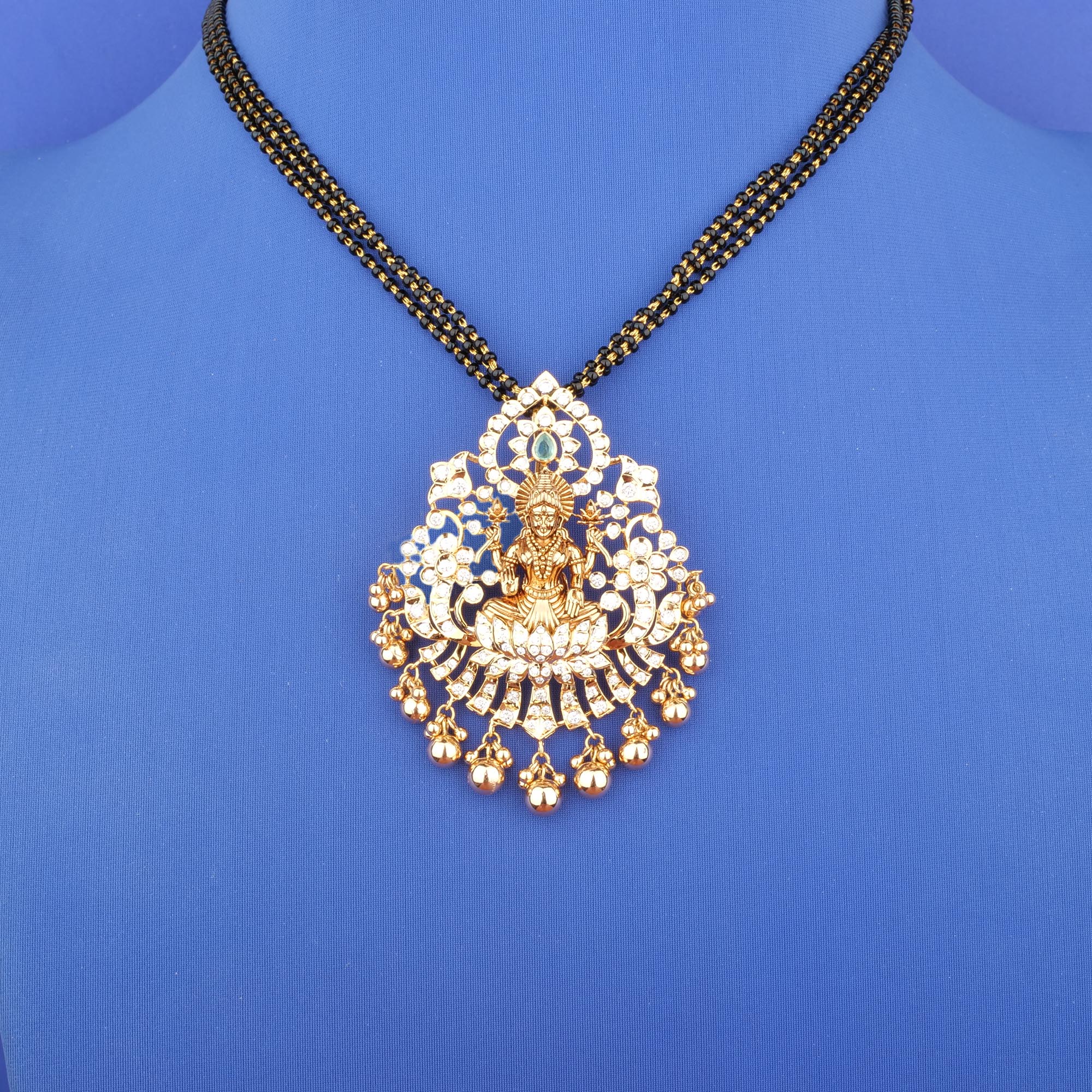 18K Gold Diamond 'Lakshmi' Emerald Pendant