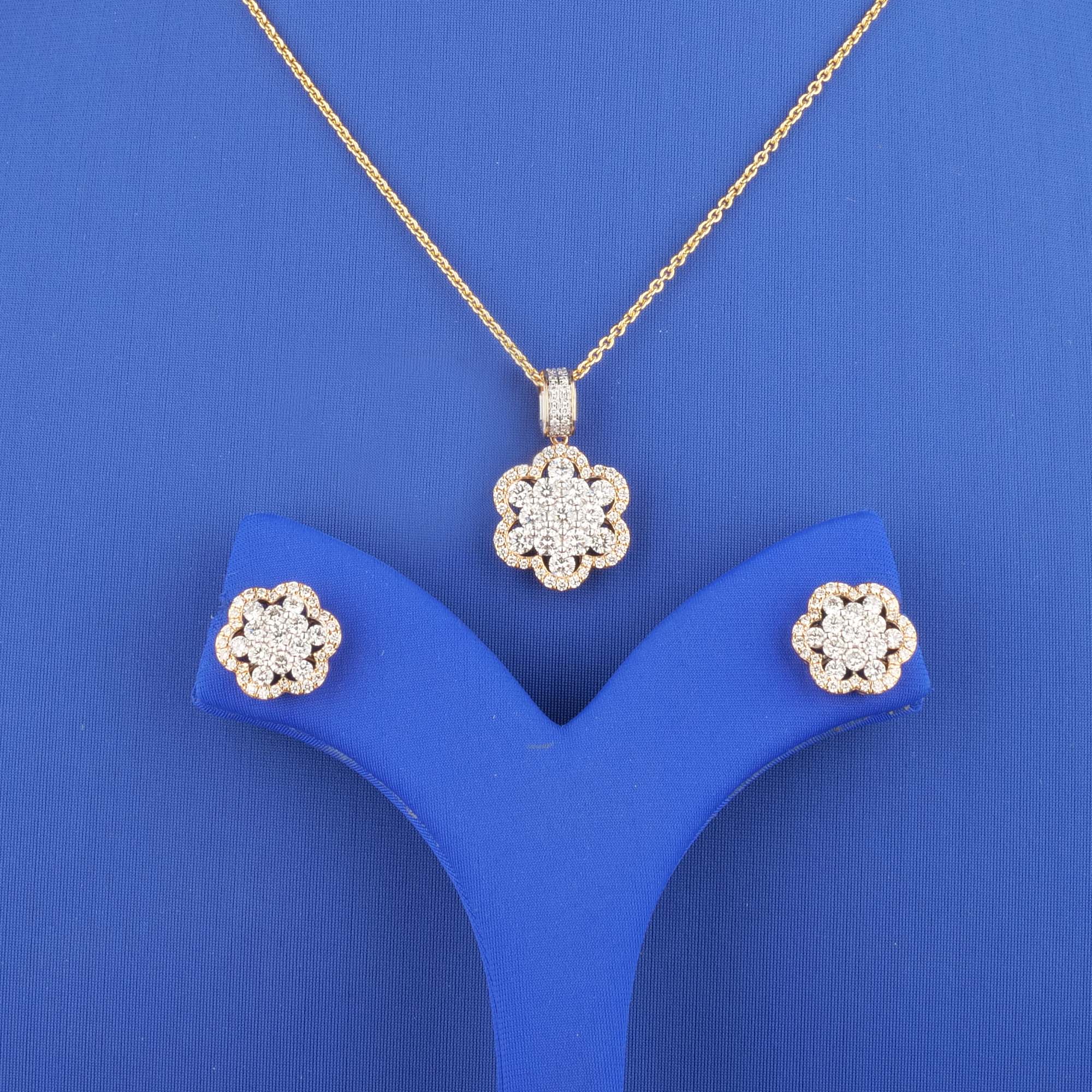 18K Rose Gold Diamond Pendant and Earring set (Chain not included)