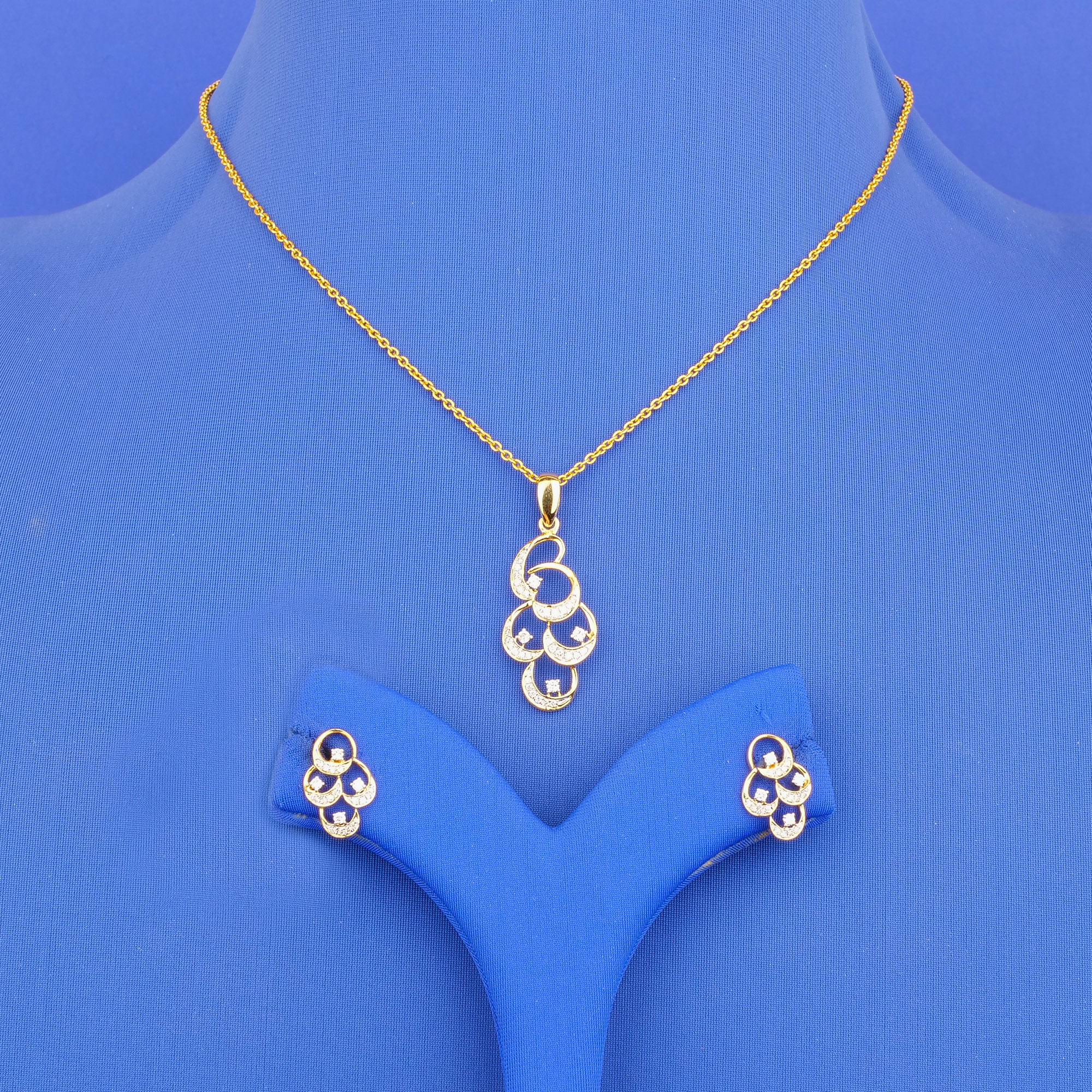 18K Yellow Gold Diamond Pendant and Earring set (chain not included)