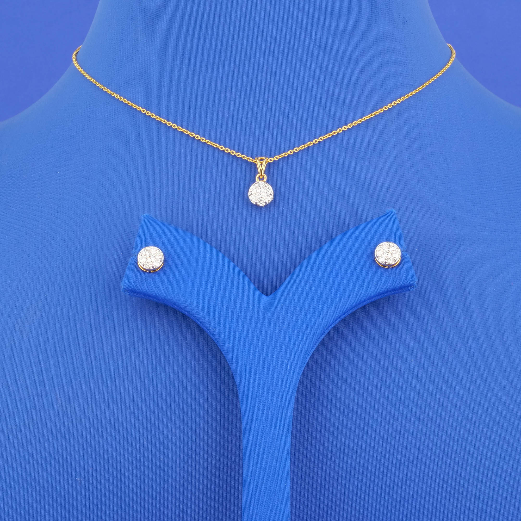 18K Yellow Gold Diamond Pendant and Earrings Set (chain not included)