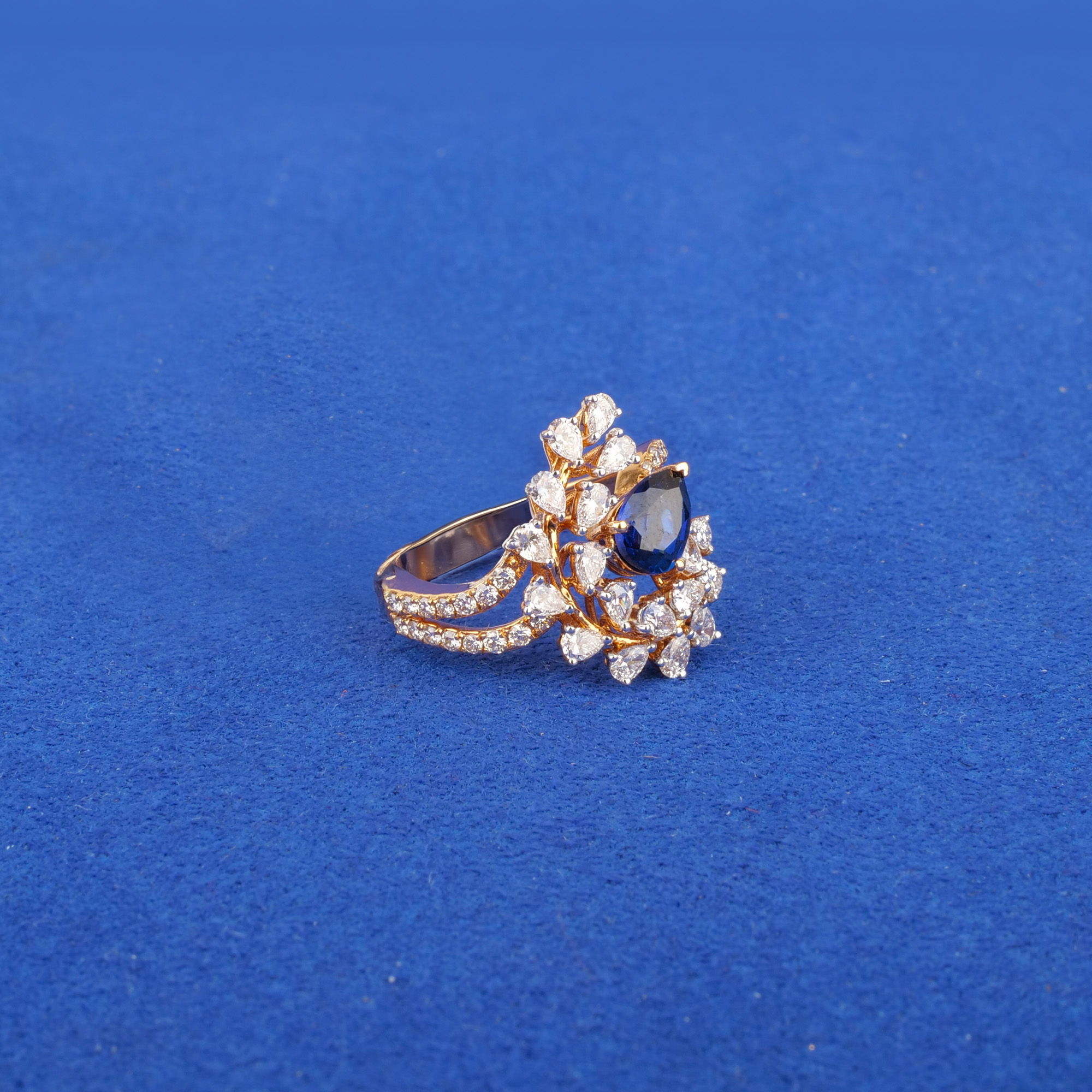 18K Rose Gold Diamond Ring w/ Stones