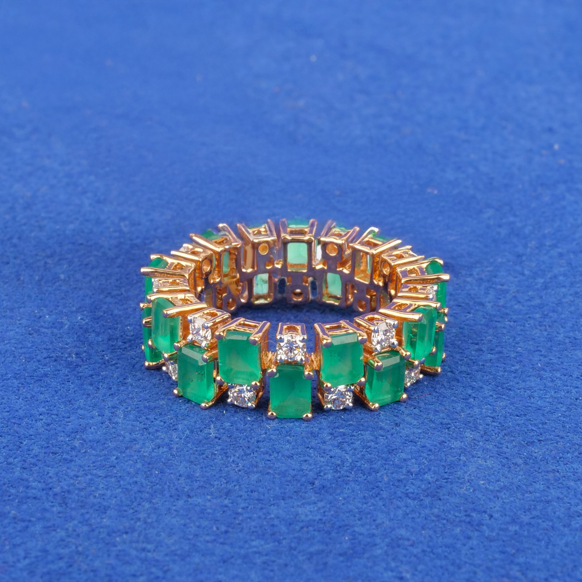 18K Rose Gold Diamond Ring w/ Green Onyx