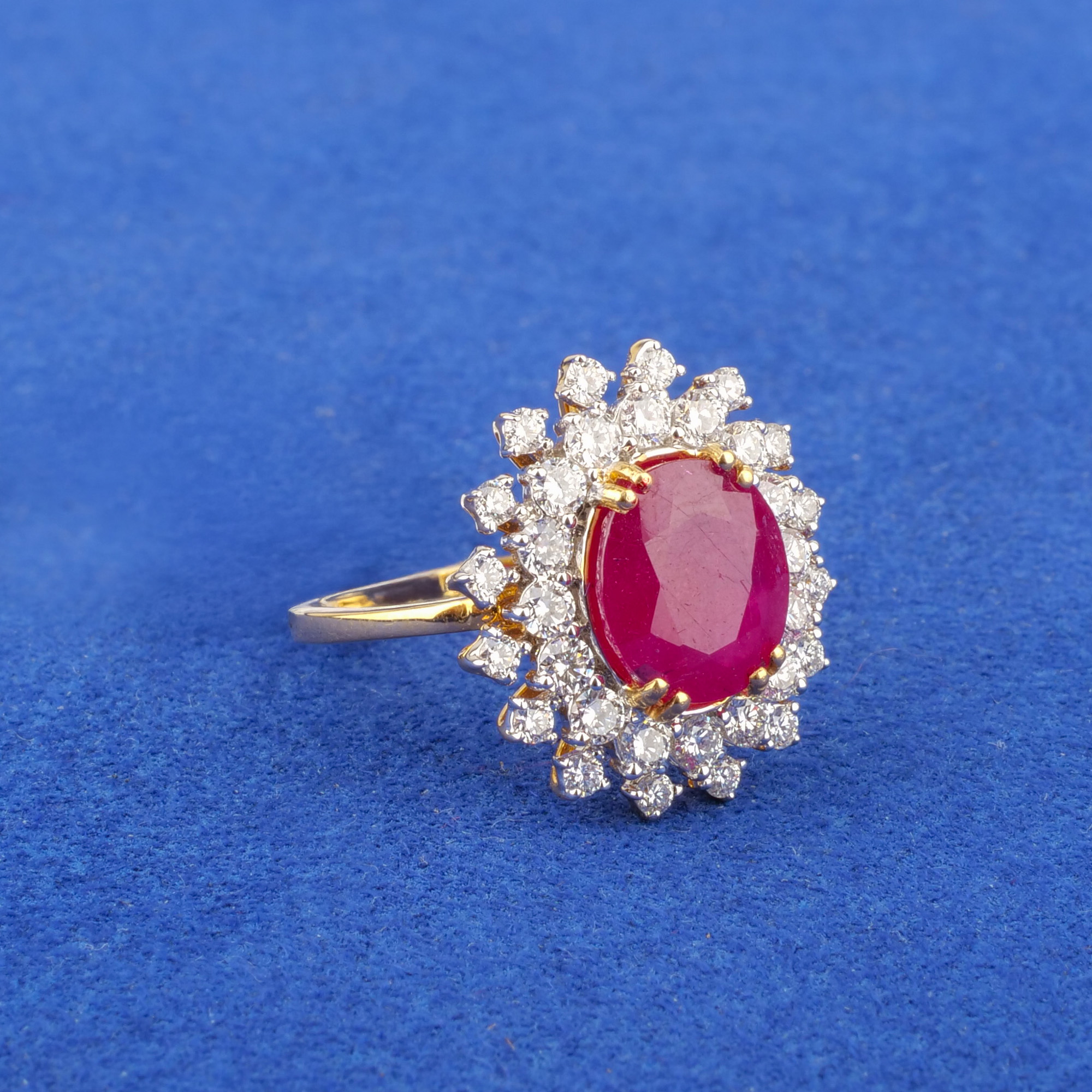 18K Yellow Gold Diamond Ruby Ring