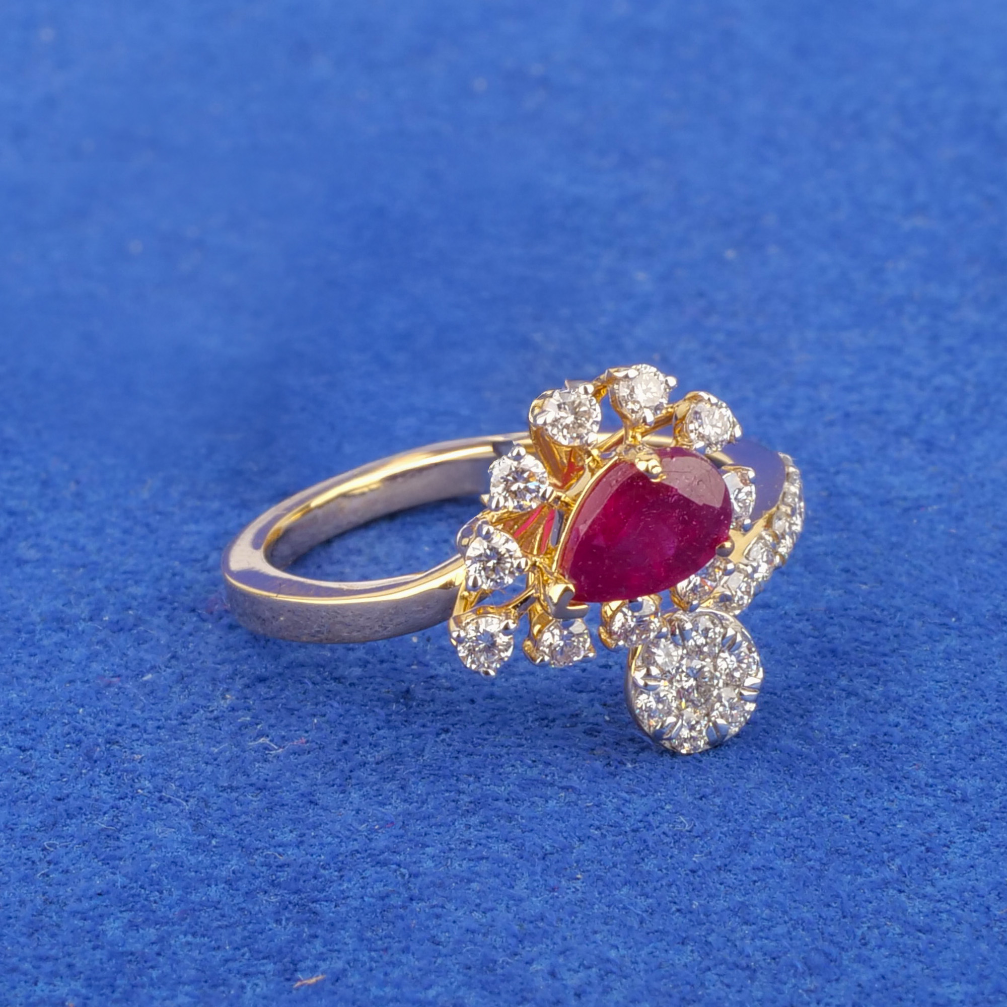 18K Yellow Gold Diamond Ruby Ring