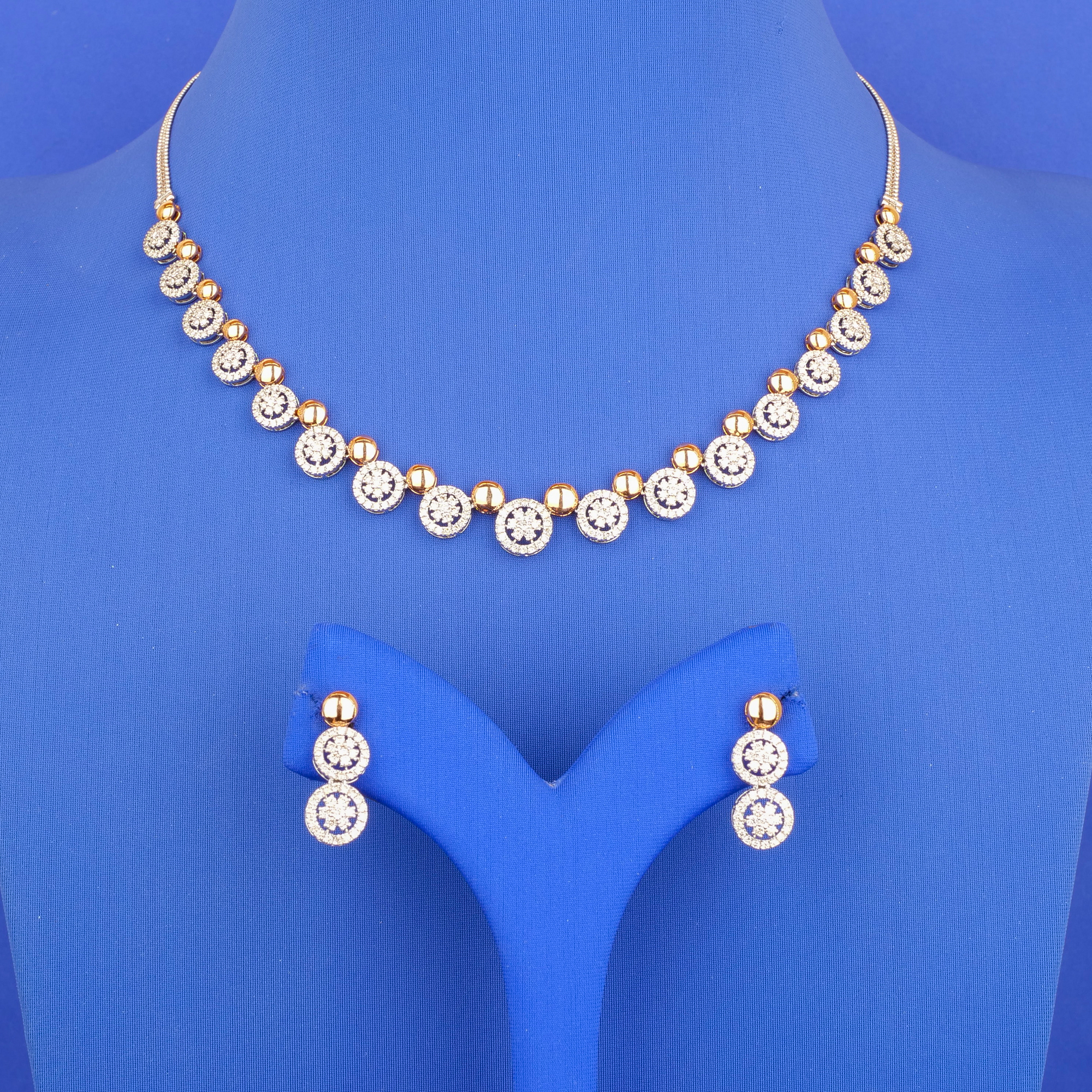 18K RG/WG Diamond Necklace and Earring Set