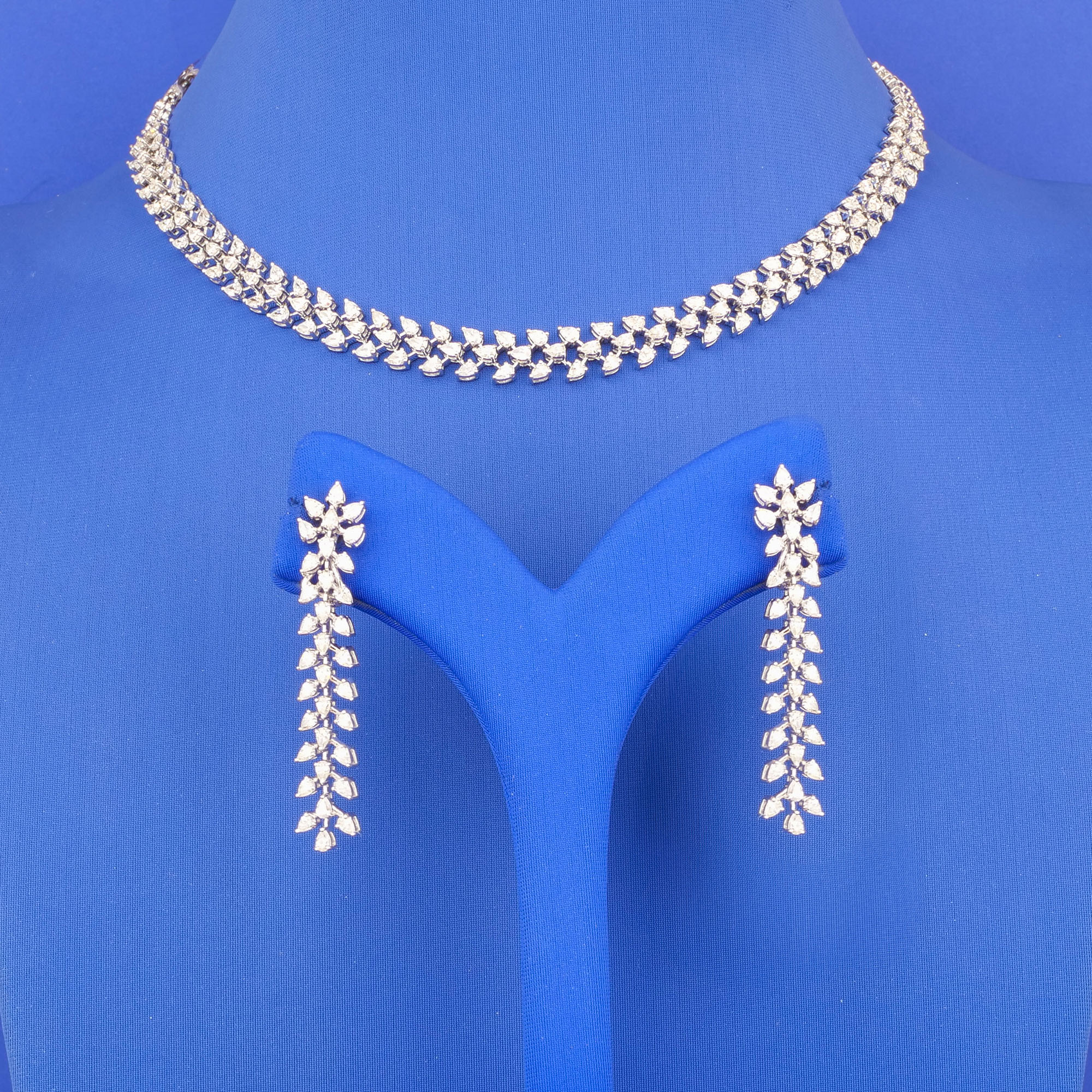 18K WG Diamond Necklace Earring Set