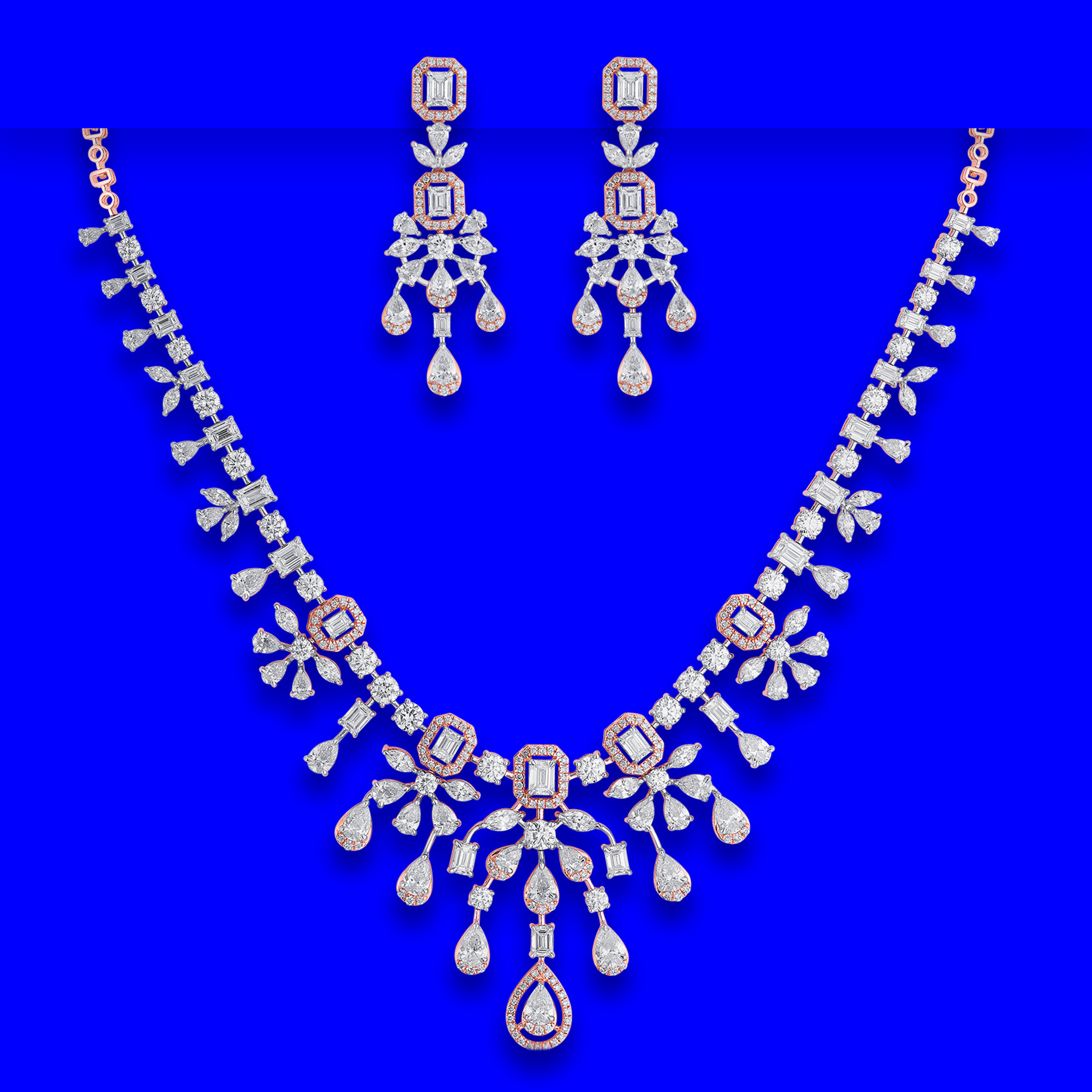 18K RG/WG Diamond and Earrings Set