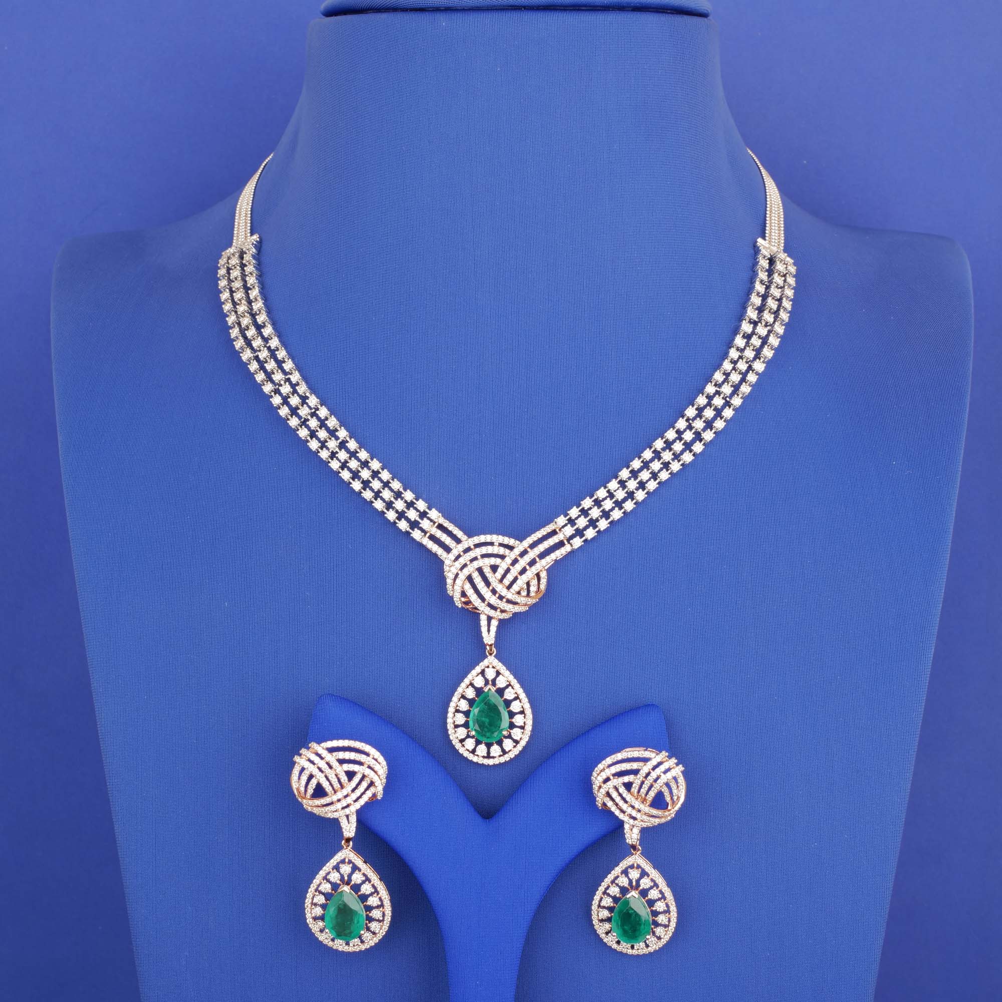 18K Diamond Necklace and Earring Set