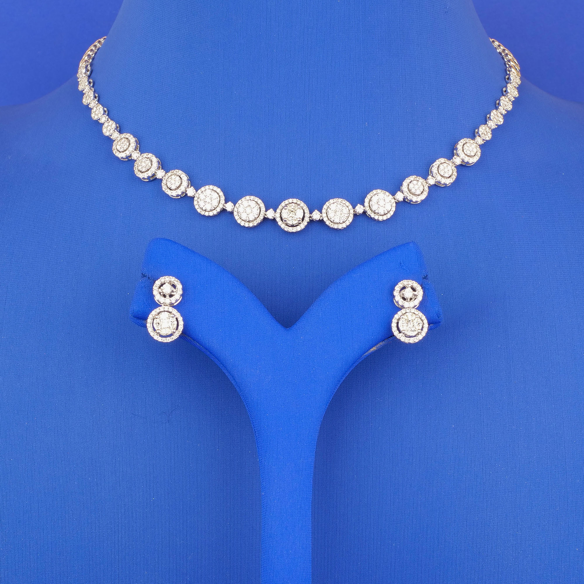 18K White Gold Diamond Necklace and Earring Set