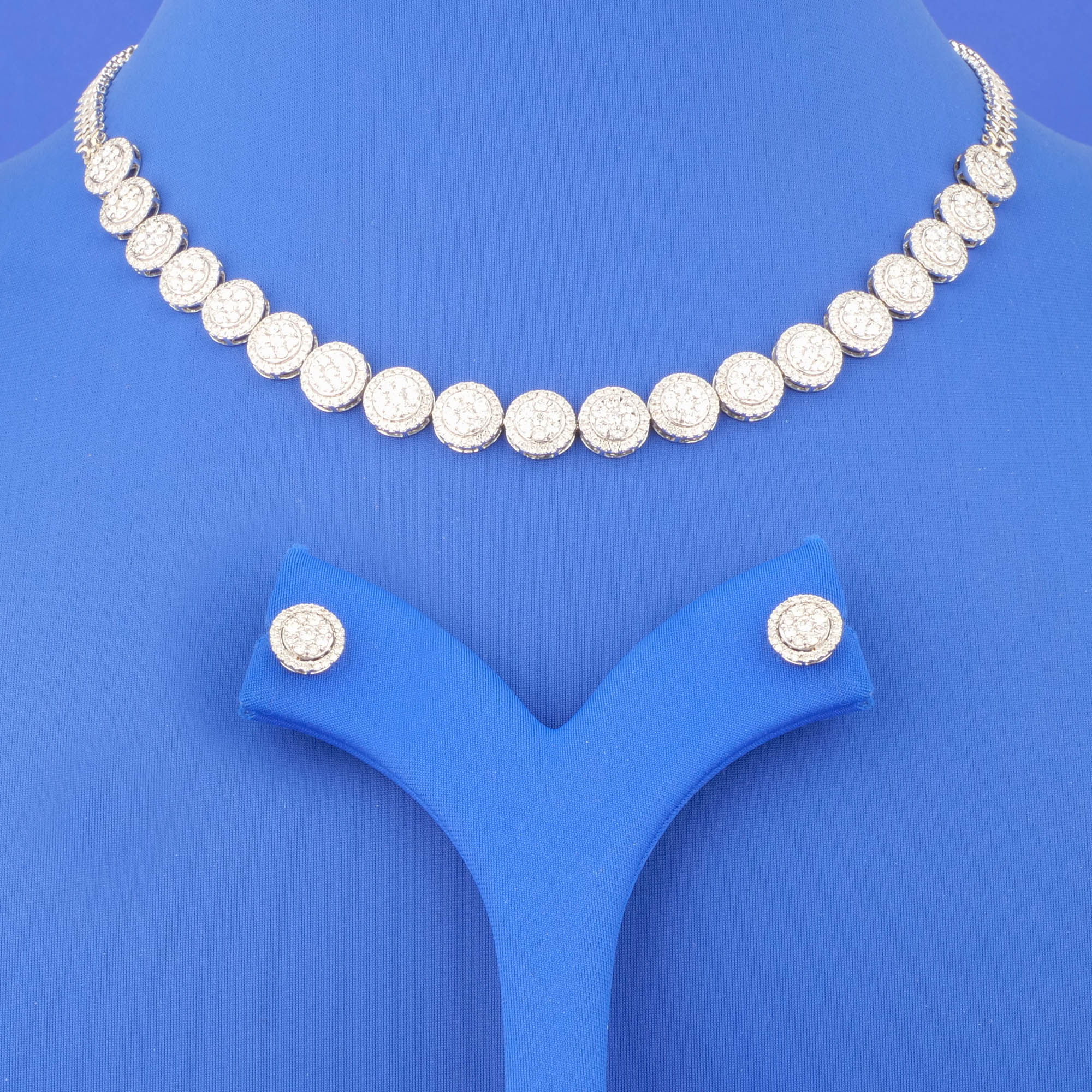 18K White Gold Diamond Necklace and Earrings Set