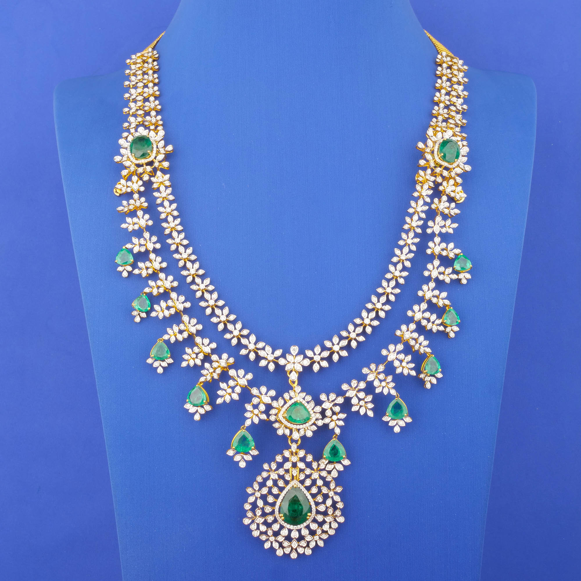 18K Yellow Gold Diamond Necklace (Detachable&Intchg.)