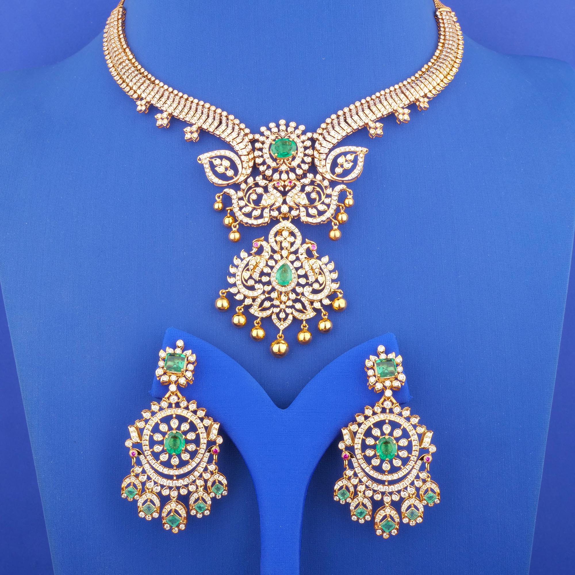 18K Gold Diamond Necklace and Earrings Set (Intchg.) (Cat. #16)