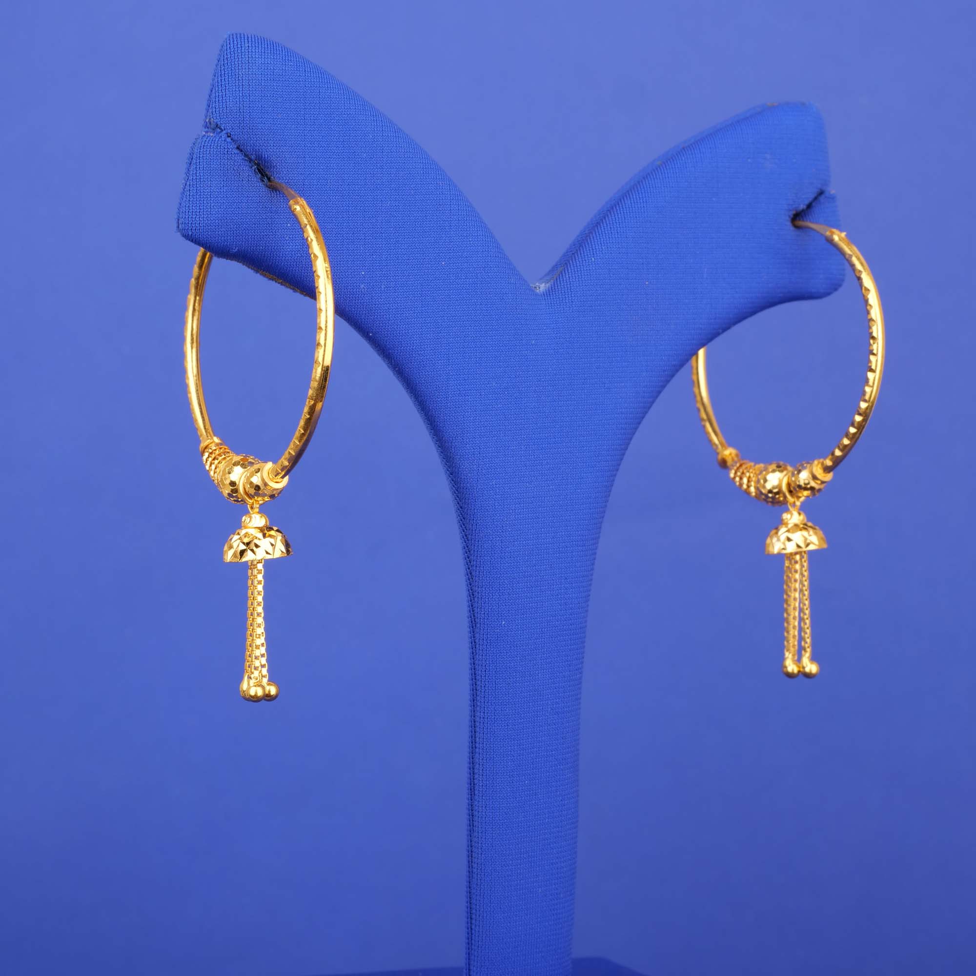 22K Gold Bali Earrings w/ Drops