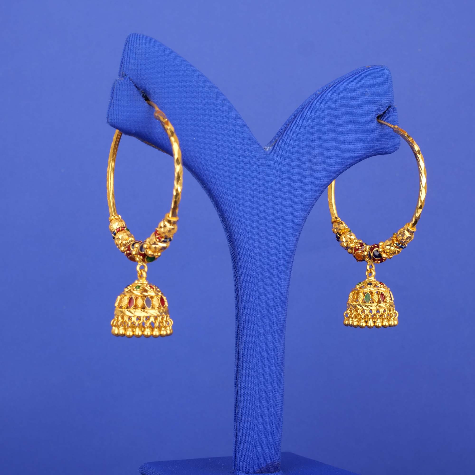 22K Gold Minakari Bali Earrings