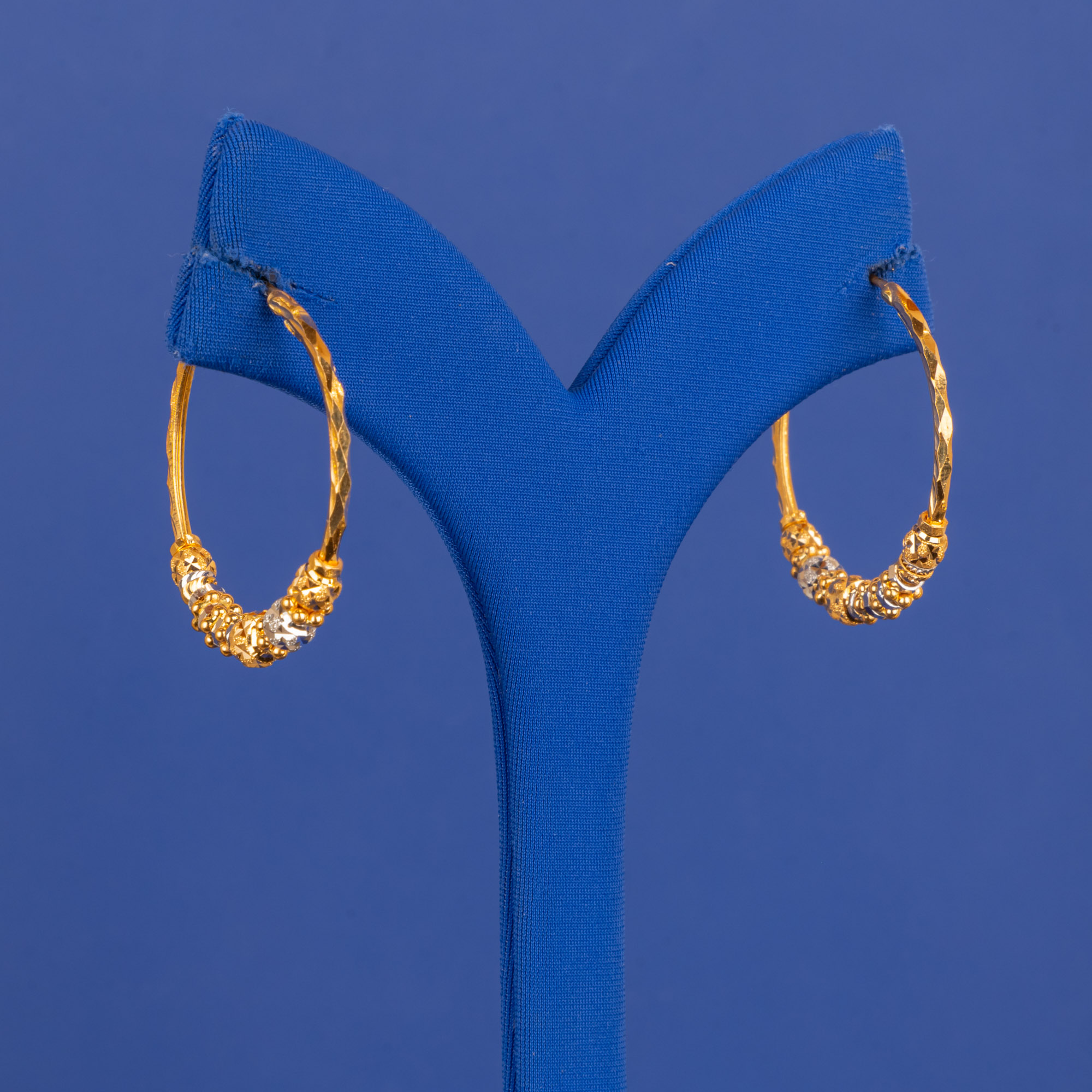 22K Two-Tone Gold Bali Earrings