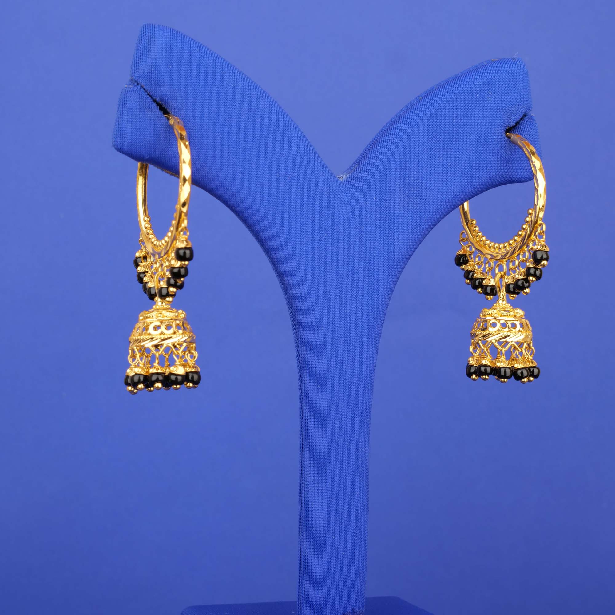 22K Gold Blackbead Bali 'Jhumka' Earrings