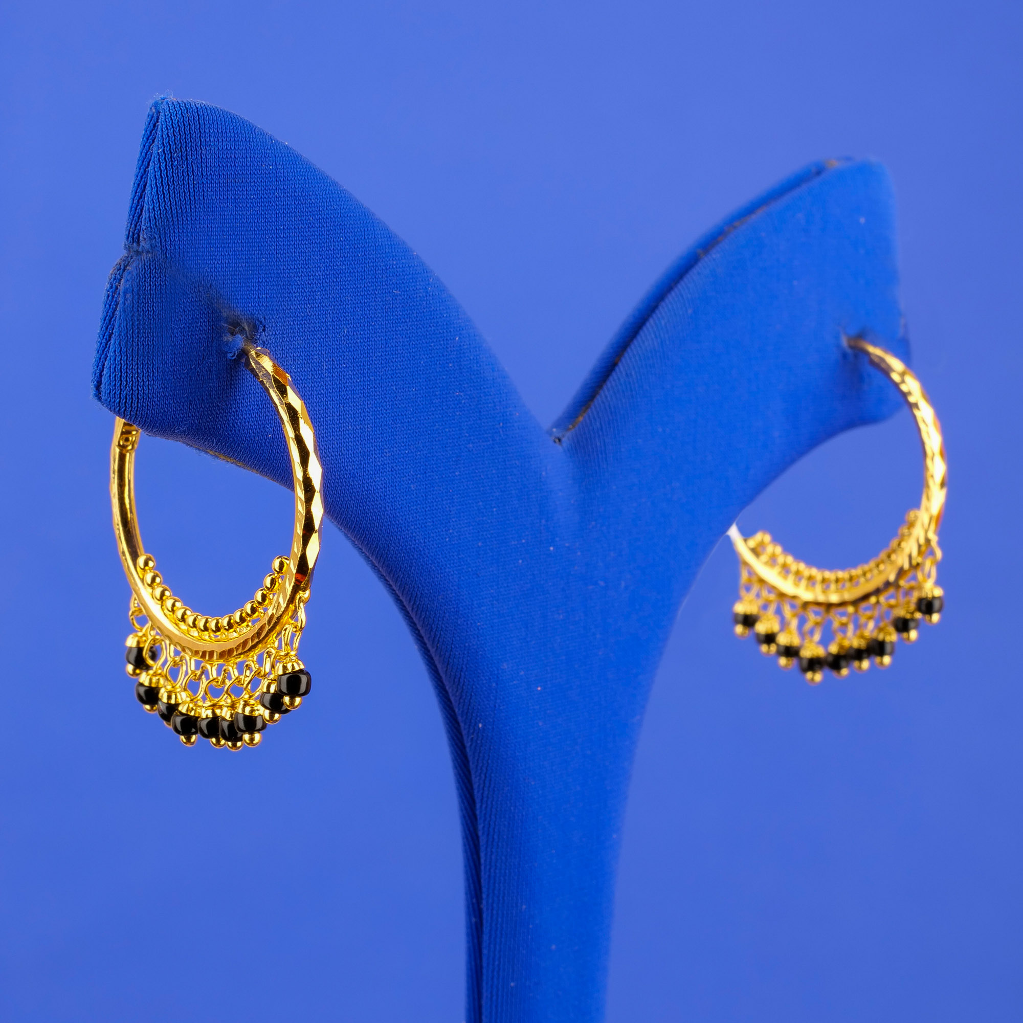 22K Gold Blackbead Bali Earrings, BB:1.05ct