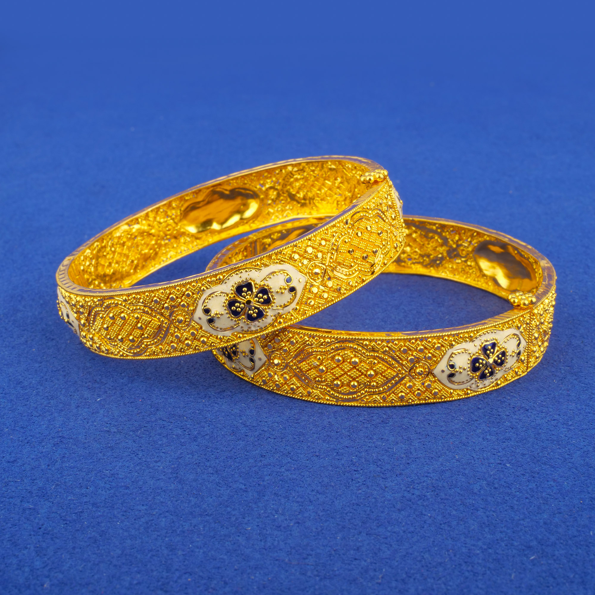 Twenty-Two Karat Minakari Gold Bangles