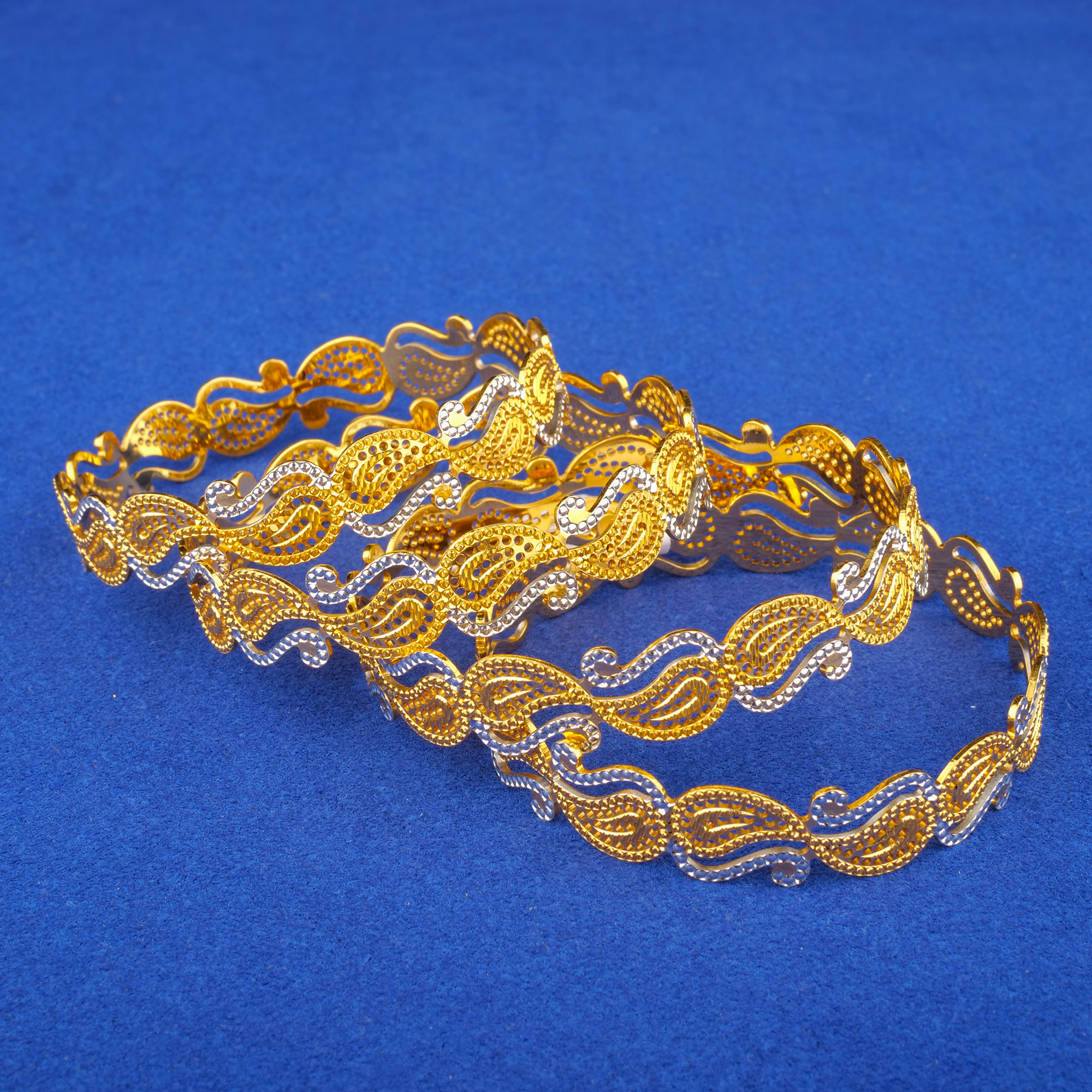 22K Two-Tone Gold Bangles